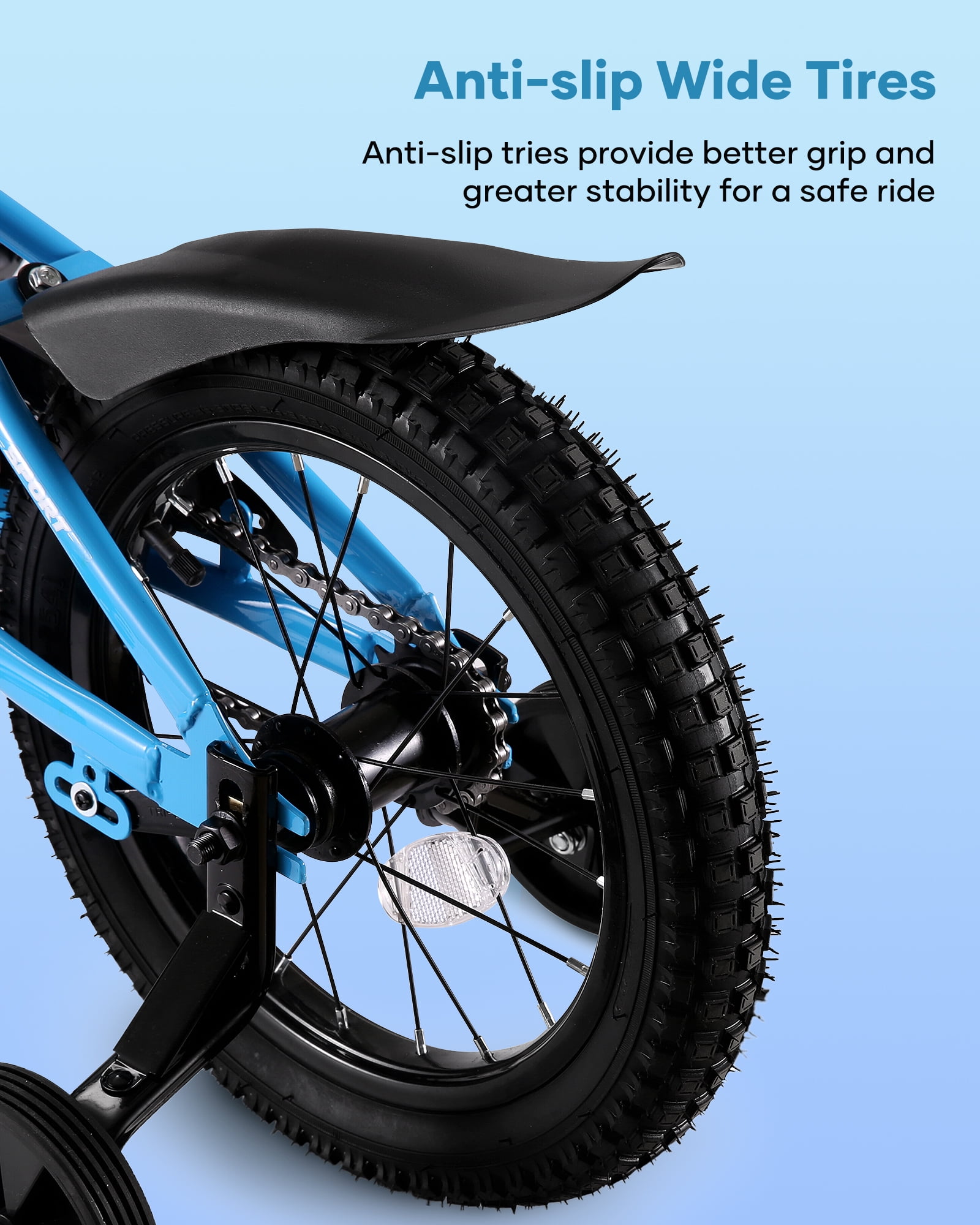 Naipo 14 Inch Kids Bike Girls and Boys Blue Bike with Removable Training Wheels - Image 4