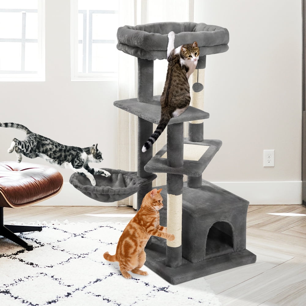 Cat Tree for Large Cats, Multi-Level Cat Tower with Sisal Covered Scratching Posts, Spacious Condo, Cozy Hammock and Plush Top Perch - Image 7