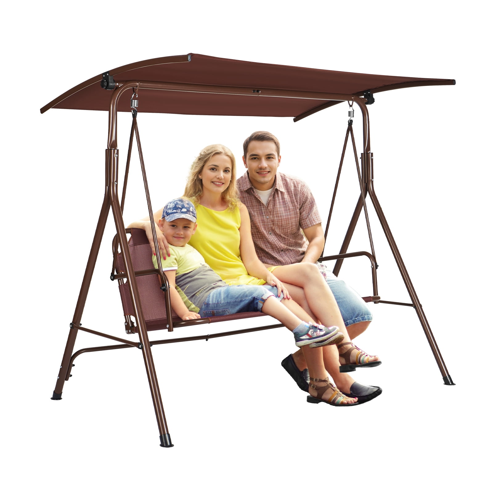 KFFKFF Alloy Steel Chair Porch Swing, Brown - Image 9