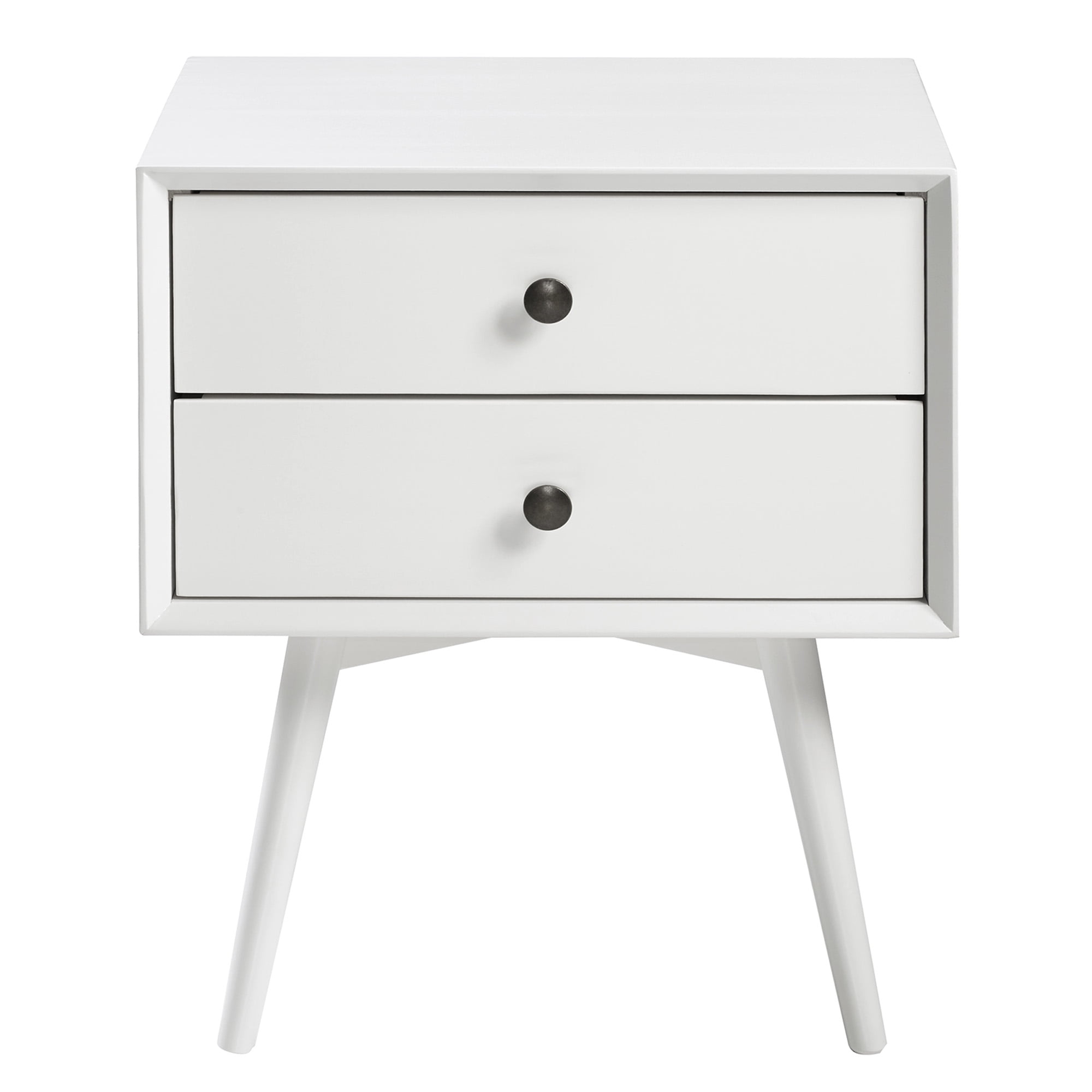 Walker Edison Mid Century Modern 2 Drawer Nightstand, White - Image 13
