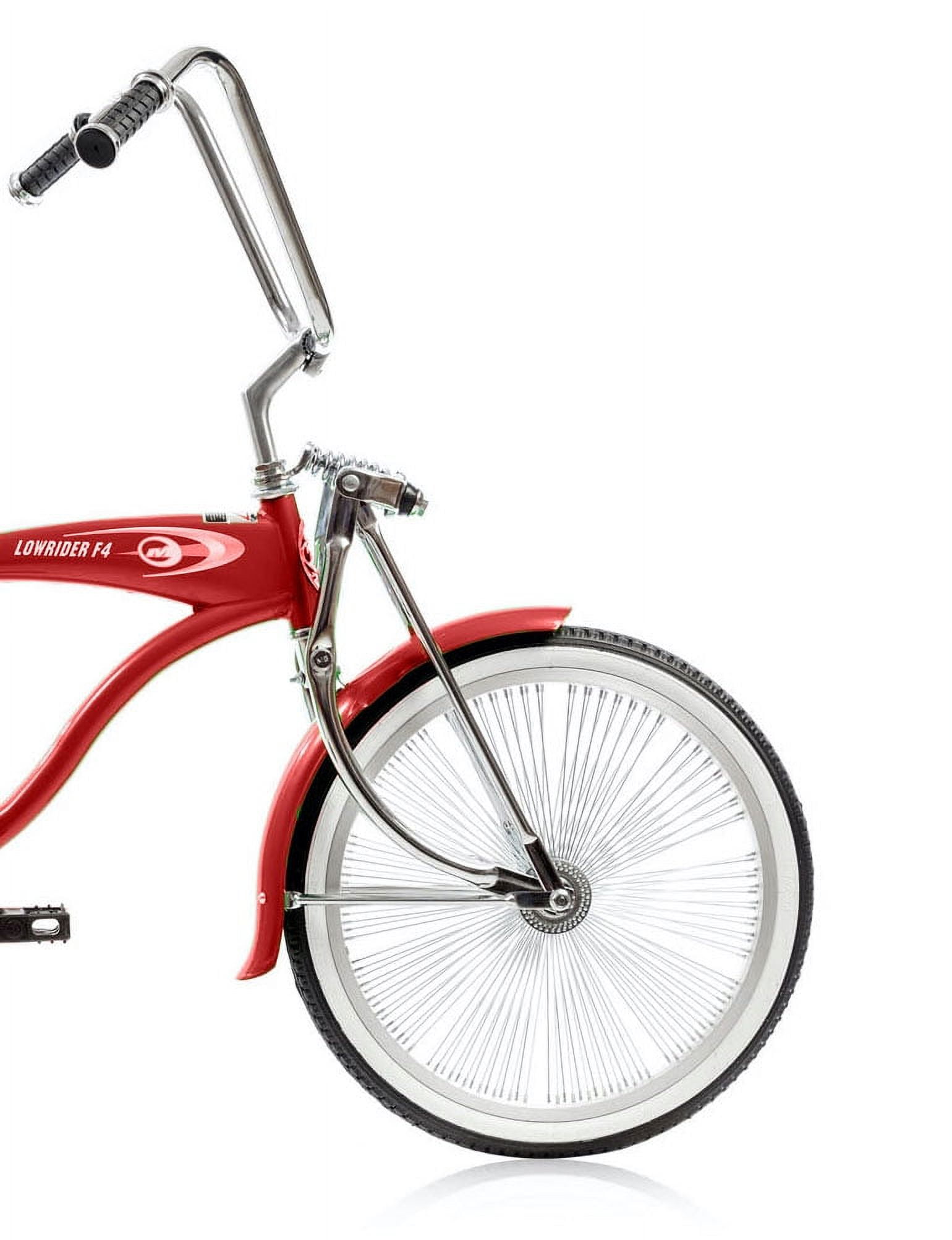 Wonder Wheels 20" Lowrider Hi-Ten Steel Coaster Brake Single Speed Bicycle, Bike, One Piece Crank Alloy Rims 140H - Red - Image 3