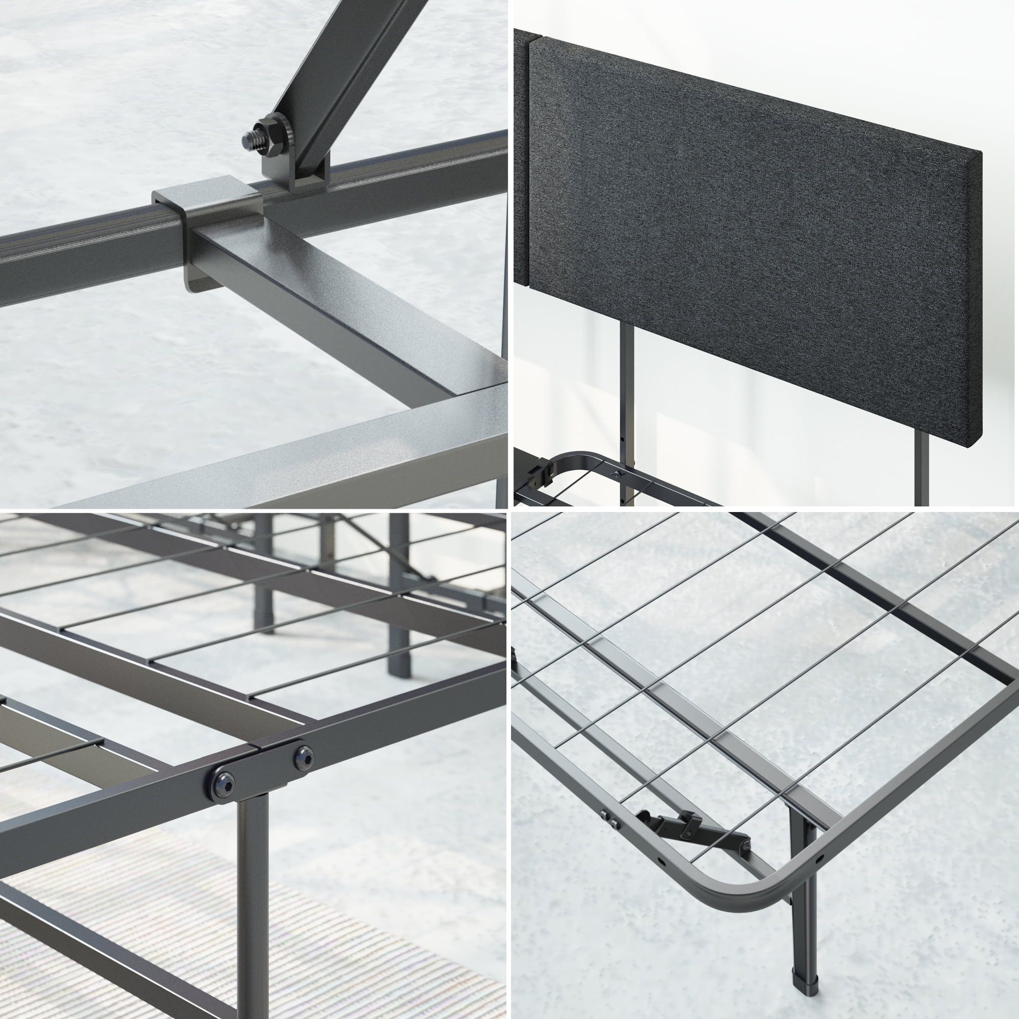 Zinus 42" SmartBase® Foundation with Upholstered Headboard, Metal Bed Frame, Queen - Image 13