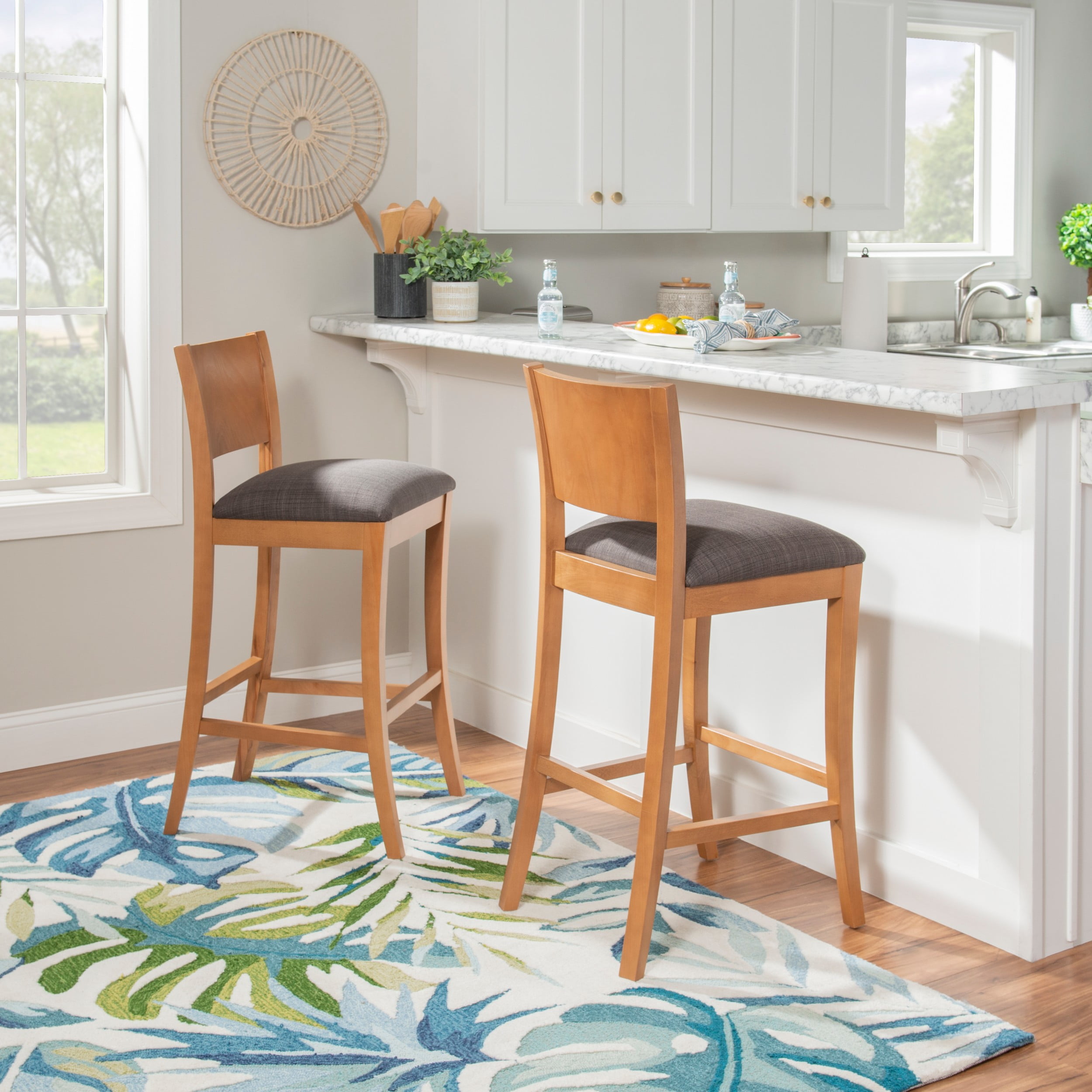 Linon Verica 30" Mid Back Barstools, Set of 2, Brown/Charcoal - Image 5