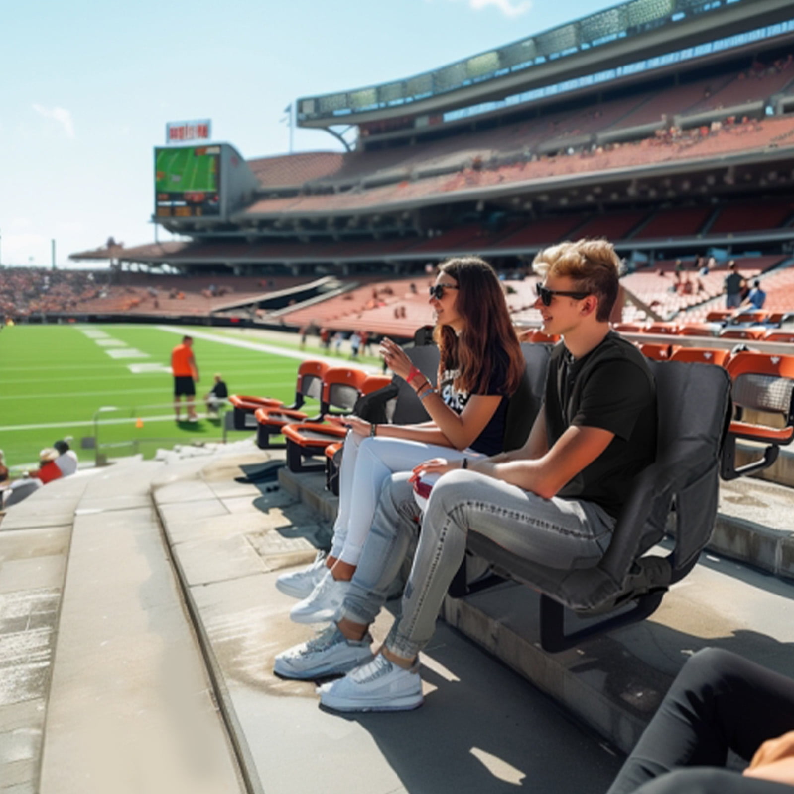 Slsy 25" Heated Massage Stadium Seats, Folding Bleacher Chair, 3 Levels of Heat&Massage, 6 Reclining Positions for Indoor Stadiums, Baseball Stadiums - Image 2