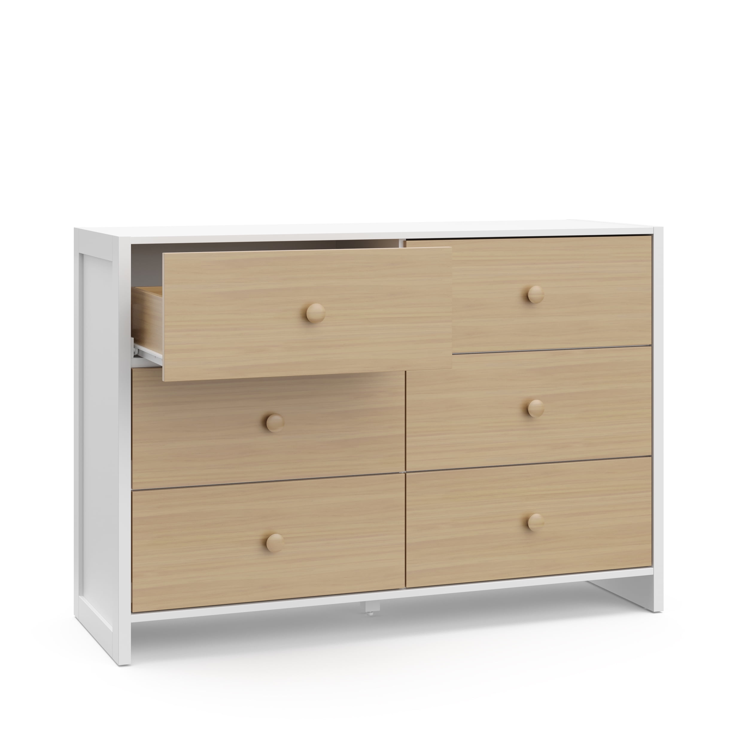 Storkcraft Calabasas 6 Drawer Nursery Double Dresser, White with Driftwood - Image 10
