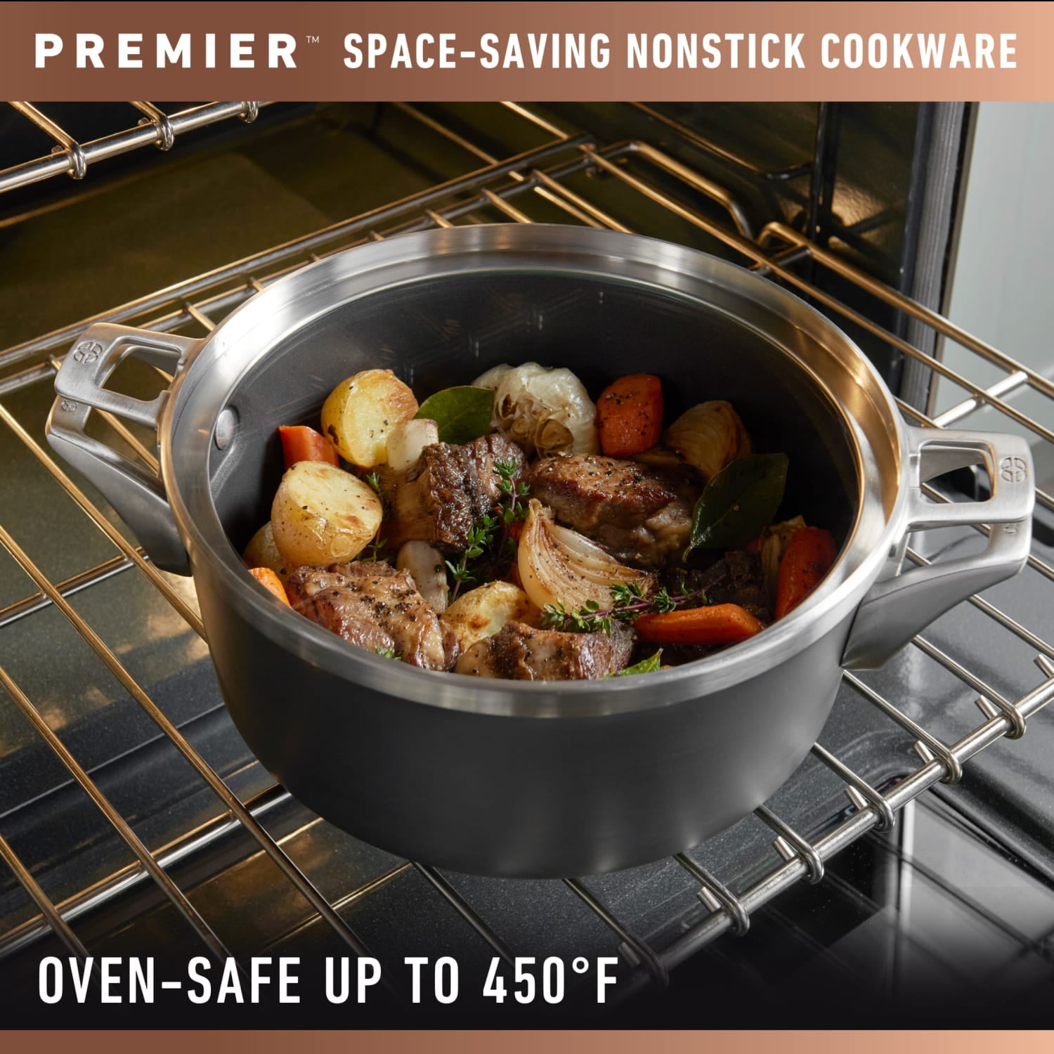 Calphalon Premier Space-Saving Hard-Anodized Nonstick 12-Inch Everyday Pan with Lid - Image 5