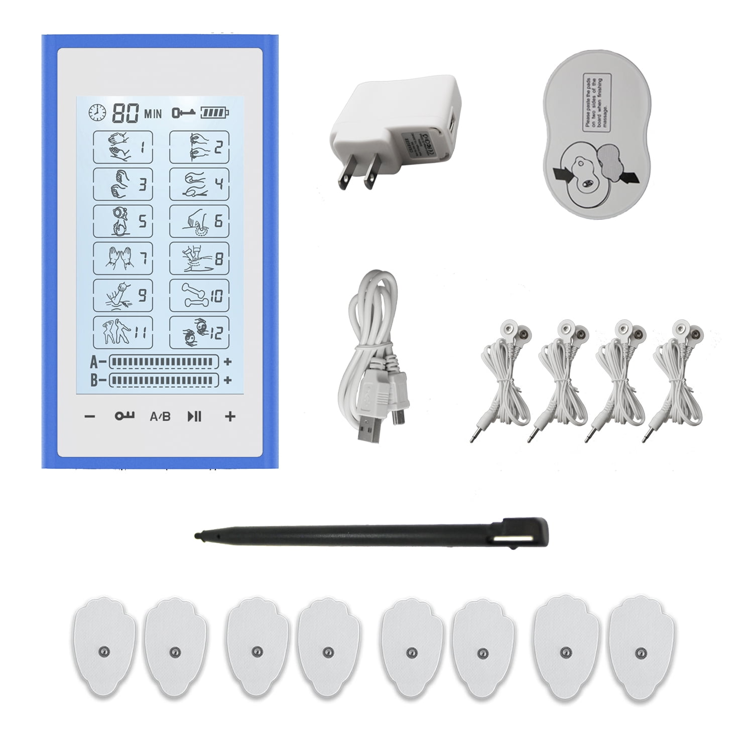 HealthmateForever T12AB2 Touch Screen Professional Grade TENS Muscle Recovery & Pain Relief Therapy (Blue on White) - Image 2