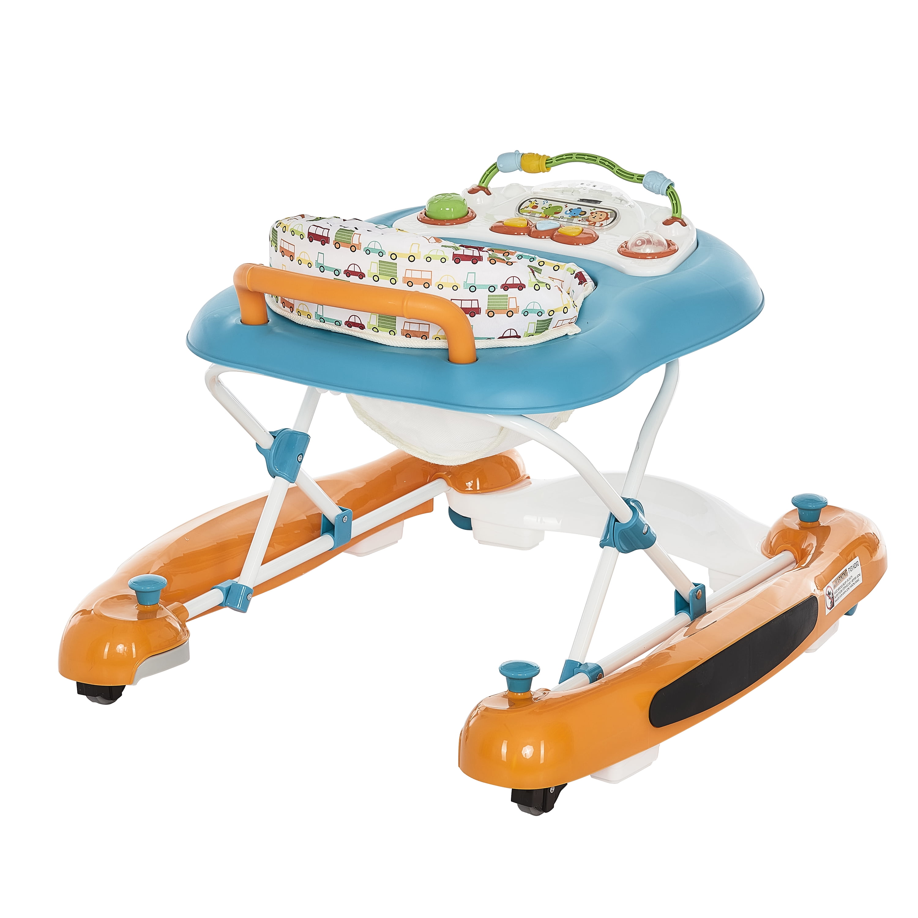 Dream On Me Go-Getter Baby Walker and Walk Behind Walker, Adjustable Seat Height, Comfortable Padded Seat, Easy to Fold, Pack and Store, Detachable Fun Tray, Orange Walker Orange - Image 13