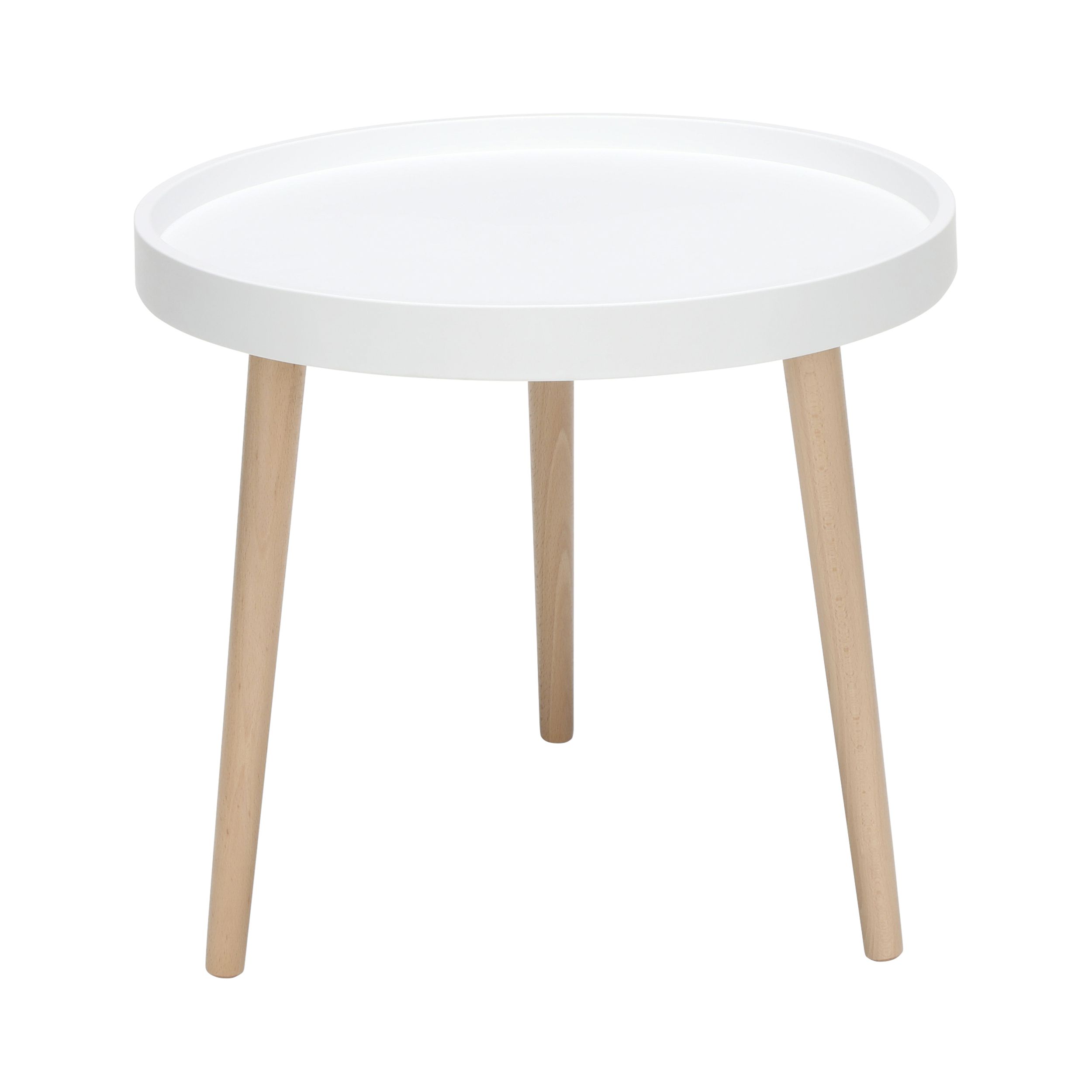OFM Mid Century Modern Plastic End Table, Solid Wood Legs in White - Image 15