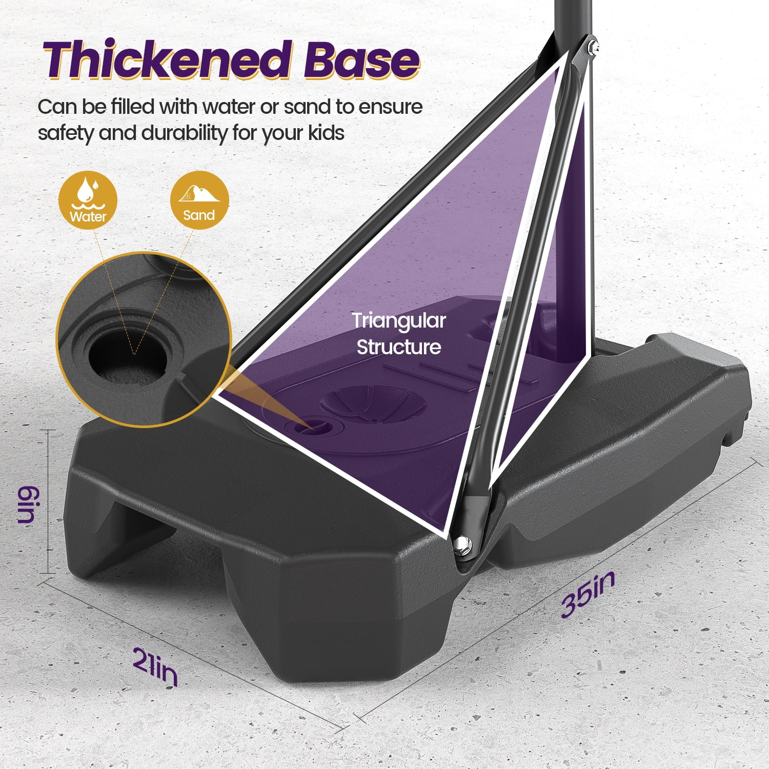 NEDYO Basketball Hoop for Kids, 6.5-8.5FT Height Adjustable, 33'' PC Bcakboard & Portable, for Indoor & Outdoor Use - Image 5