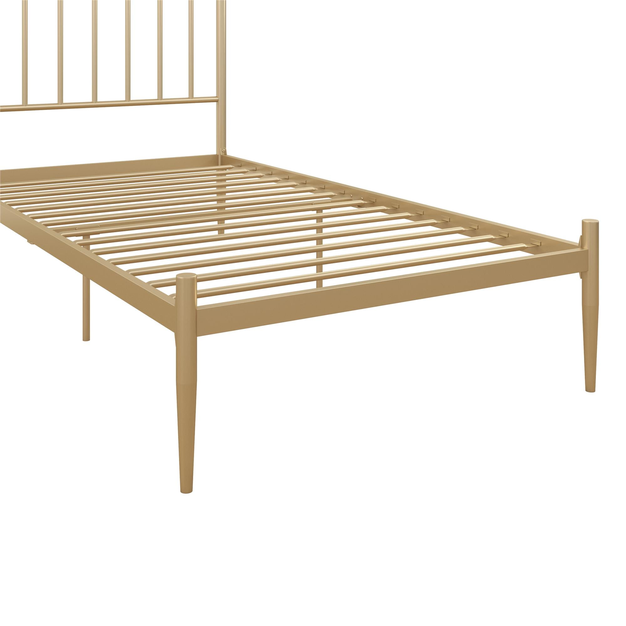 DHP Giulia Metal Platform Bed with Headboard and Underbed Storage Space, Twin, Gold - Image 5