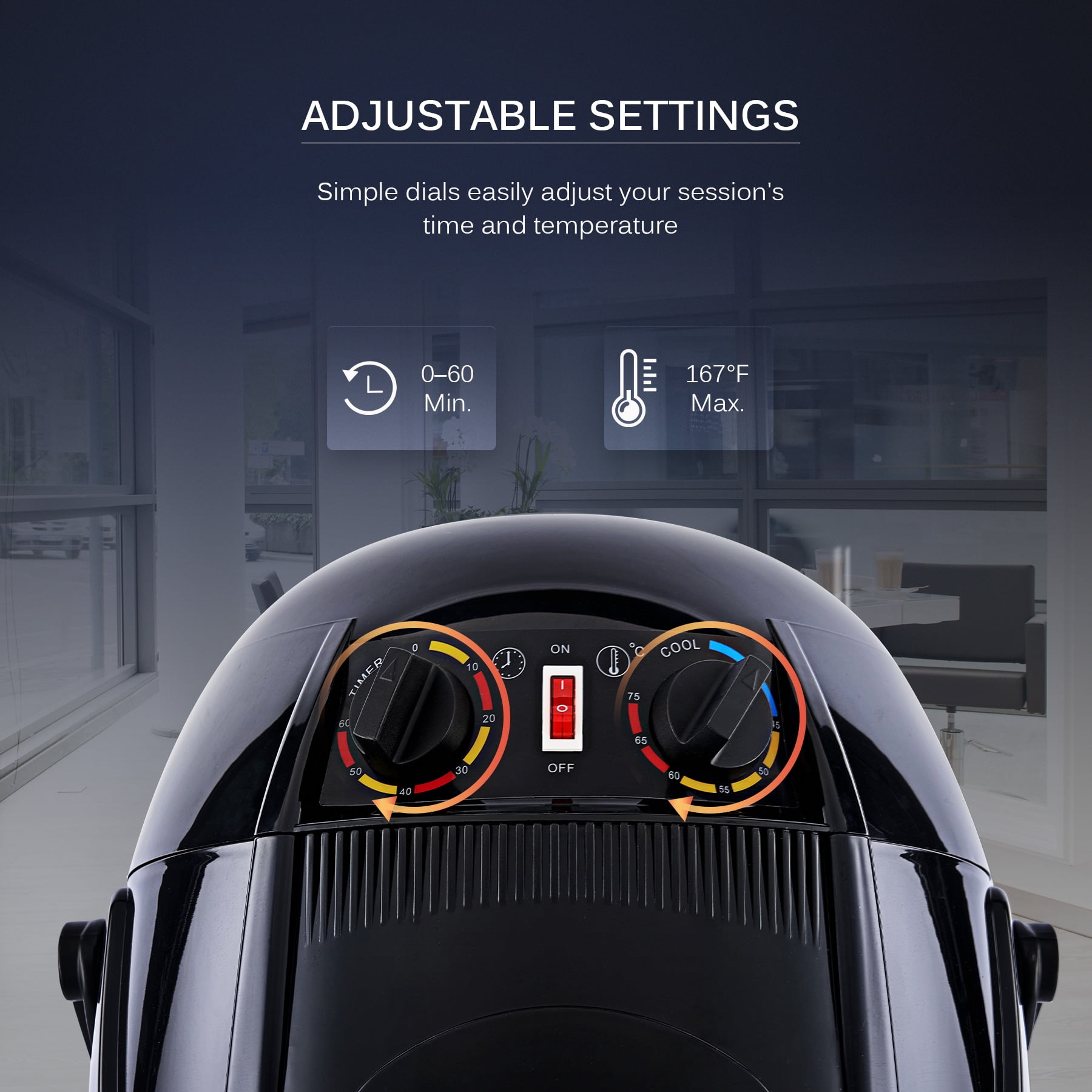 Upgraded CO-Z Professional Salon Standing Bonnet & Hood Hair Dryer, 1300 Watts, Black - Image 7