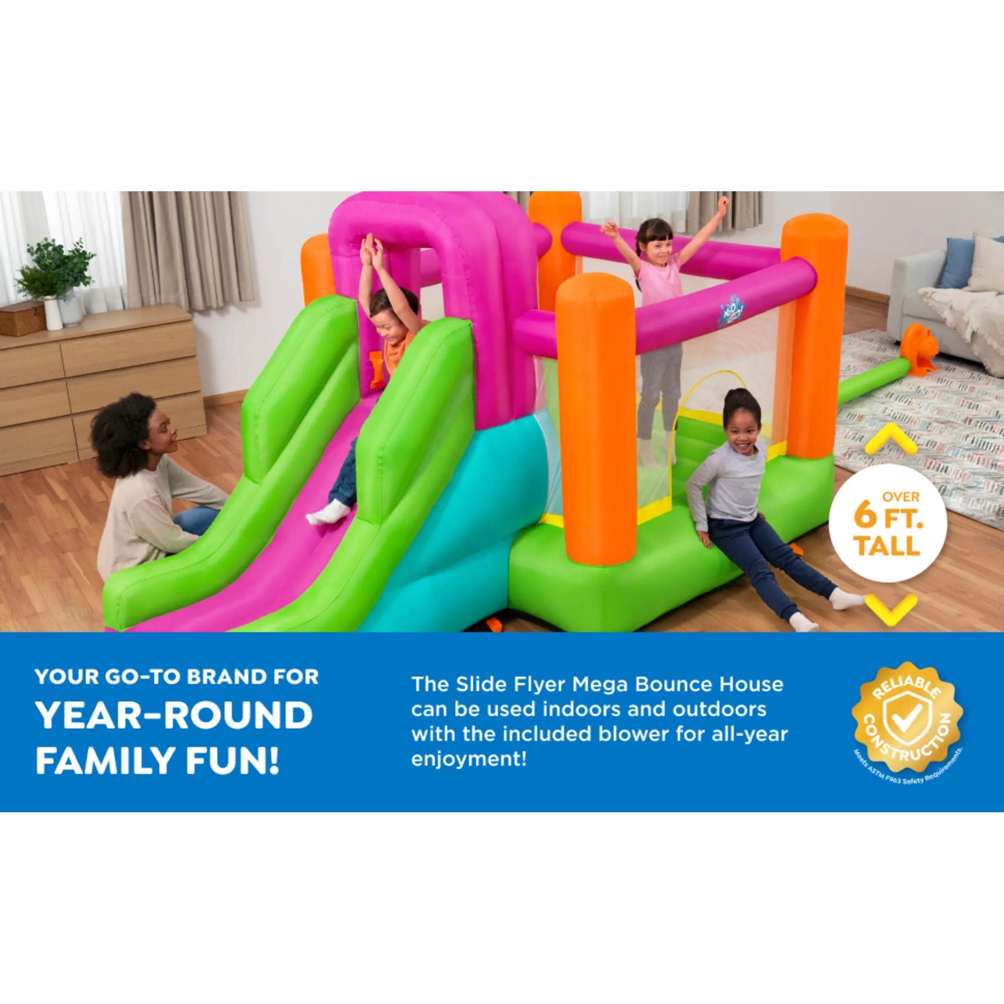 H2OGO! Slide Flyer Bounce House with Slide and Climbing Wall, Indoor/Outdoor, Ages 3+ - Image 2