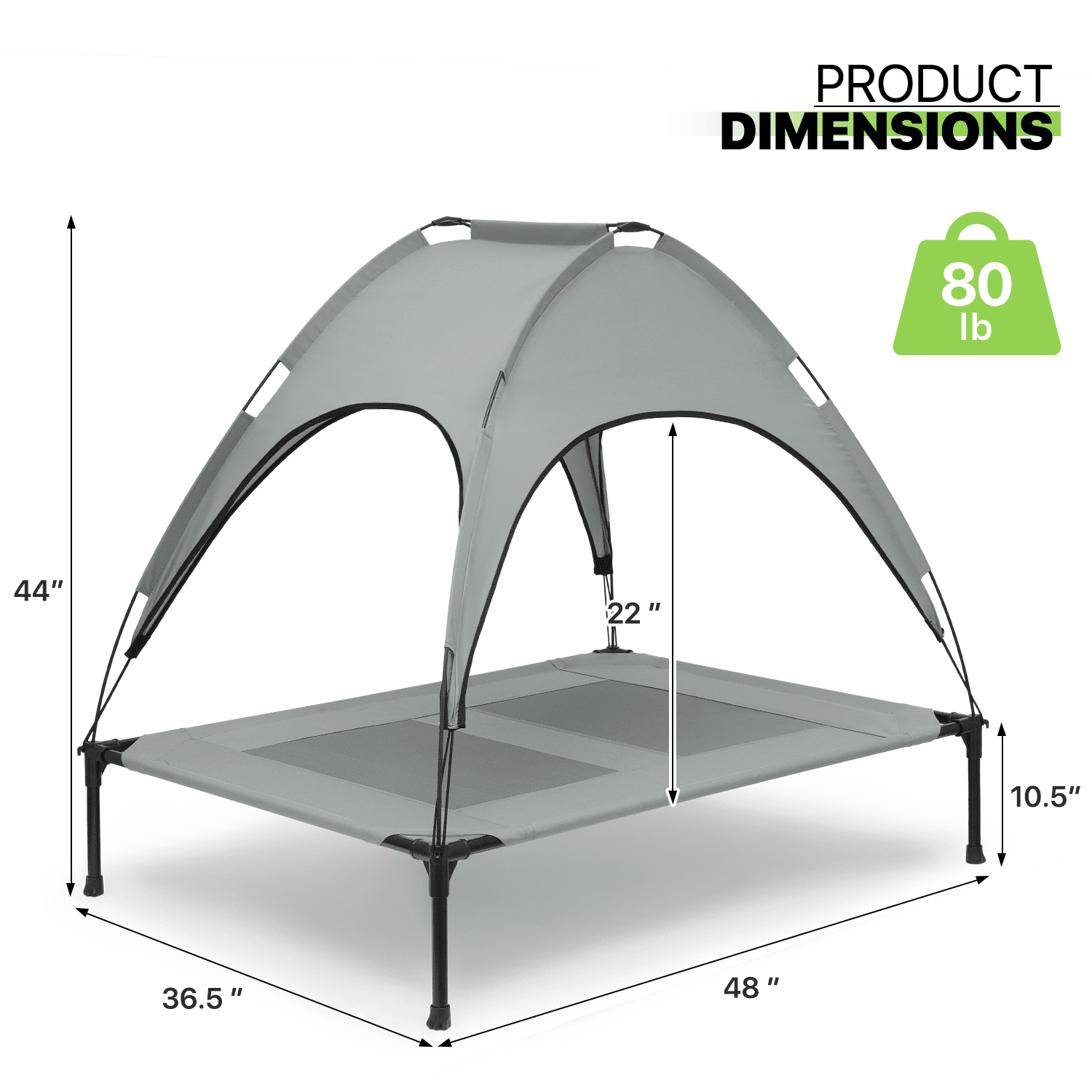 Magshion 48" Elevated Dog Bed for Dogs, Cooling Raised Pet Cot with Removable Waterproof Canopy Portable Dog Shade Tent for Indoor & Outdoor Use, Grey - Image 5