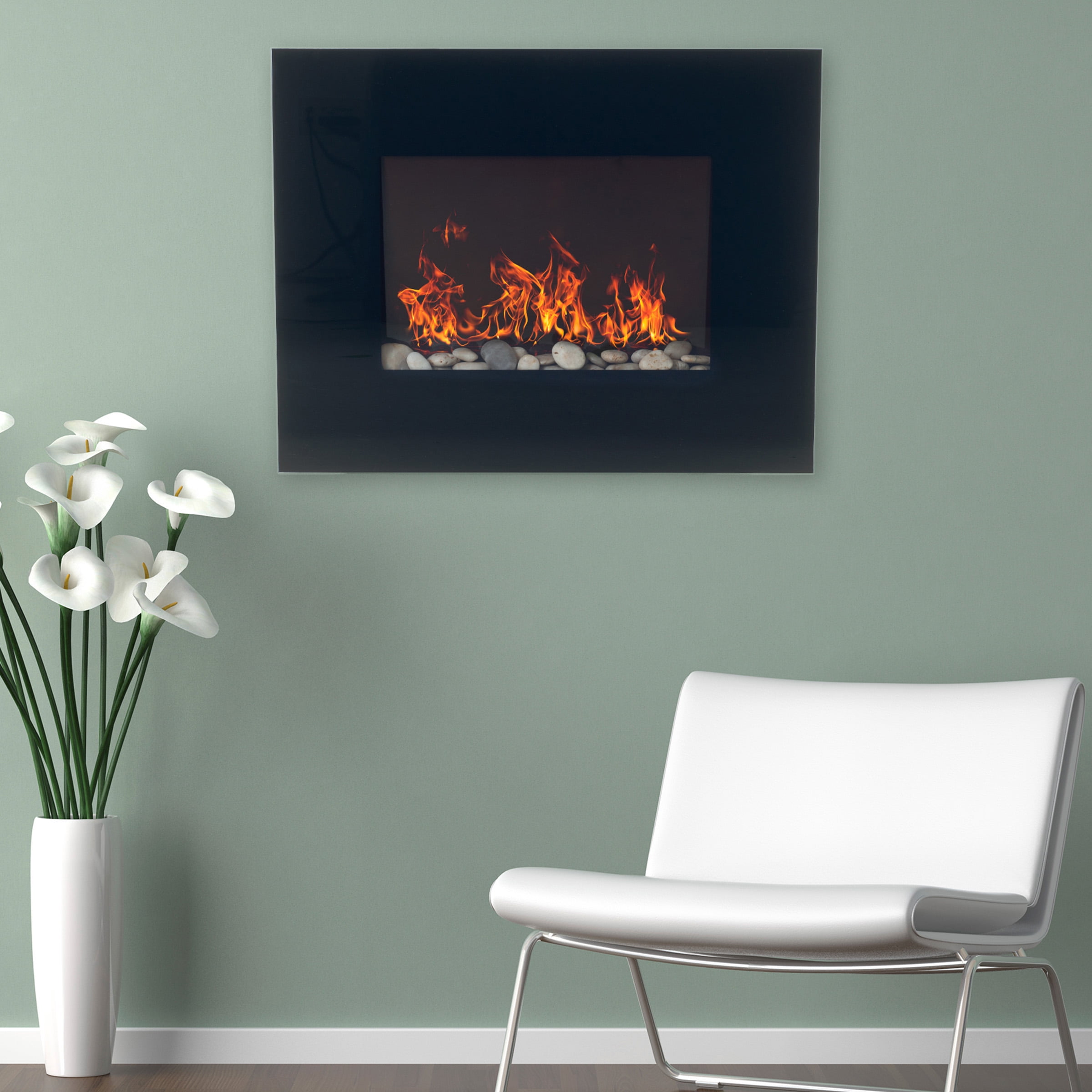 Northwest Wall-Mount Electric Fireplace Heater with Remote Control (Black) - Image 6