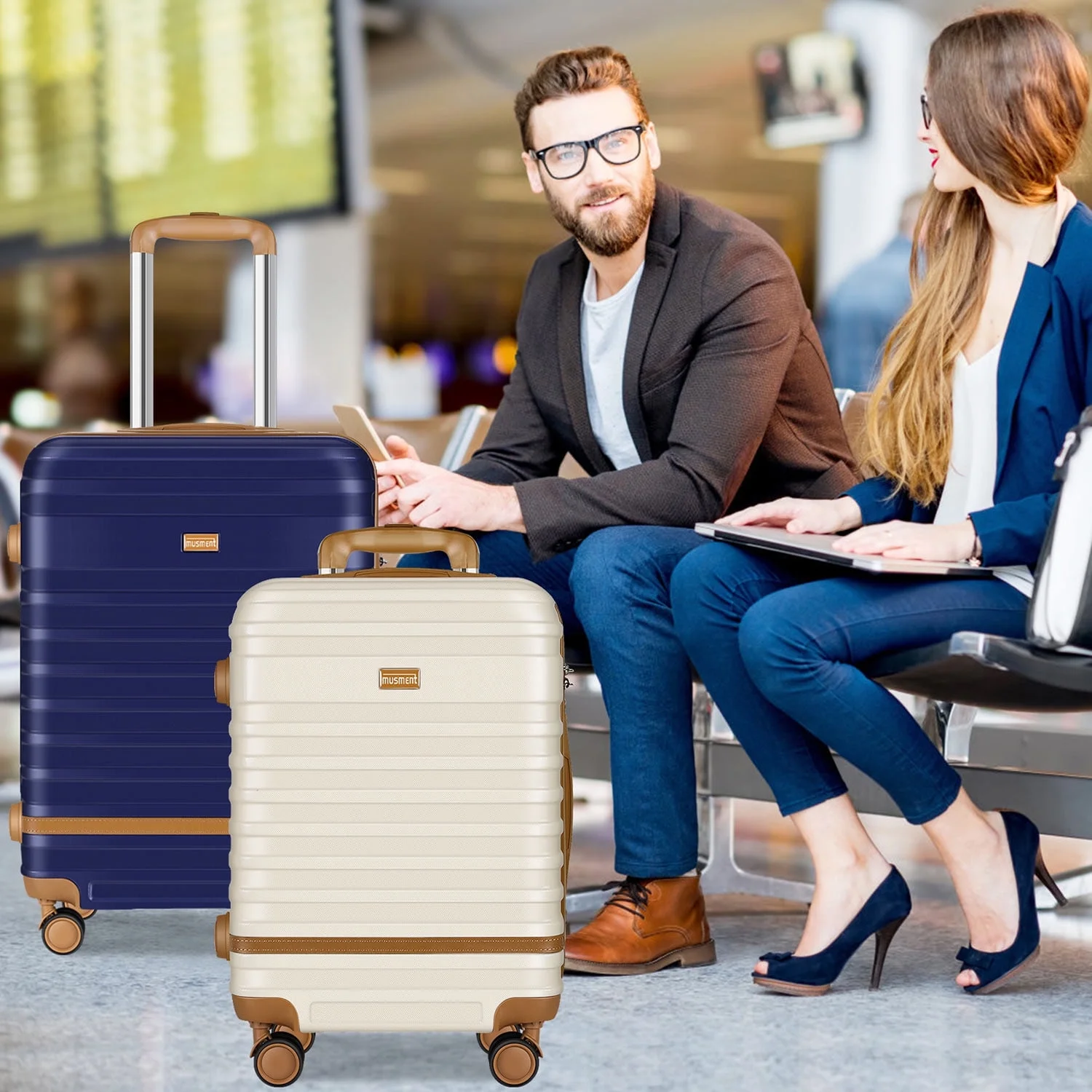 Musment Luggage Sets and Travel Duffel Bag Set of 5, ABS Hardshell Hardside Checked Luggage with TSA Lock and Double Spinner Wheels Suitcase - Image 12