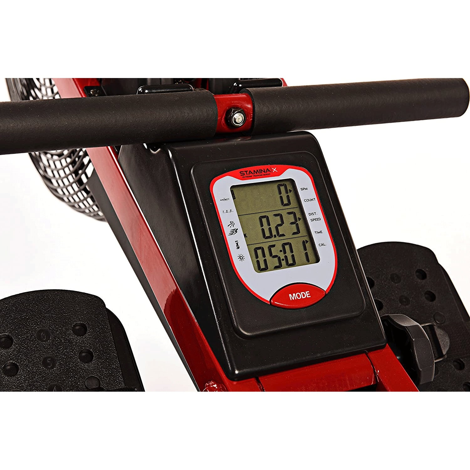 Stamina Exercise Foldable X Air Rower Rowing Machine w/ LCD Display, Red - Image 2