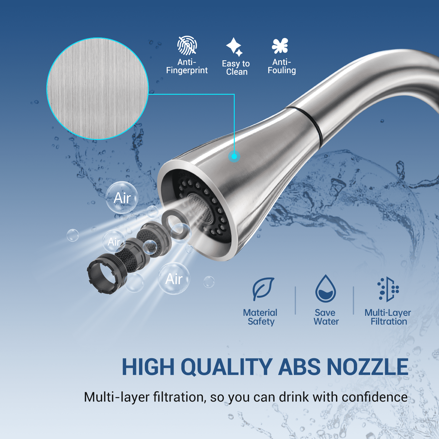 Appaso Pull Down Kitchen Faucet with Sprayer Stainless Steel Brushed Nickel - Single Handle Commercial High Arc Pull Out Spray Head with Deck Plate, Grifos De Cocina - Image 9