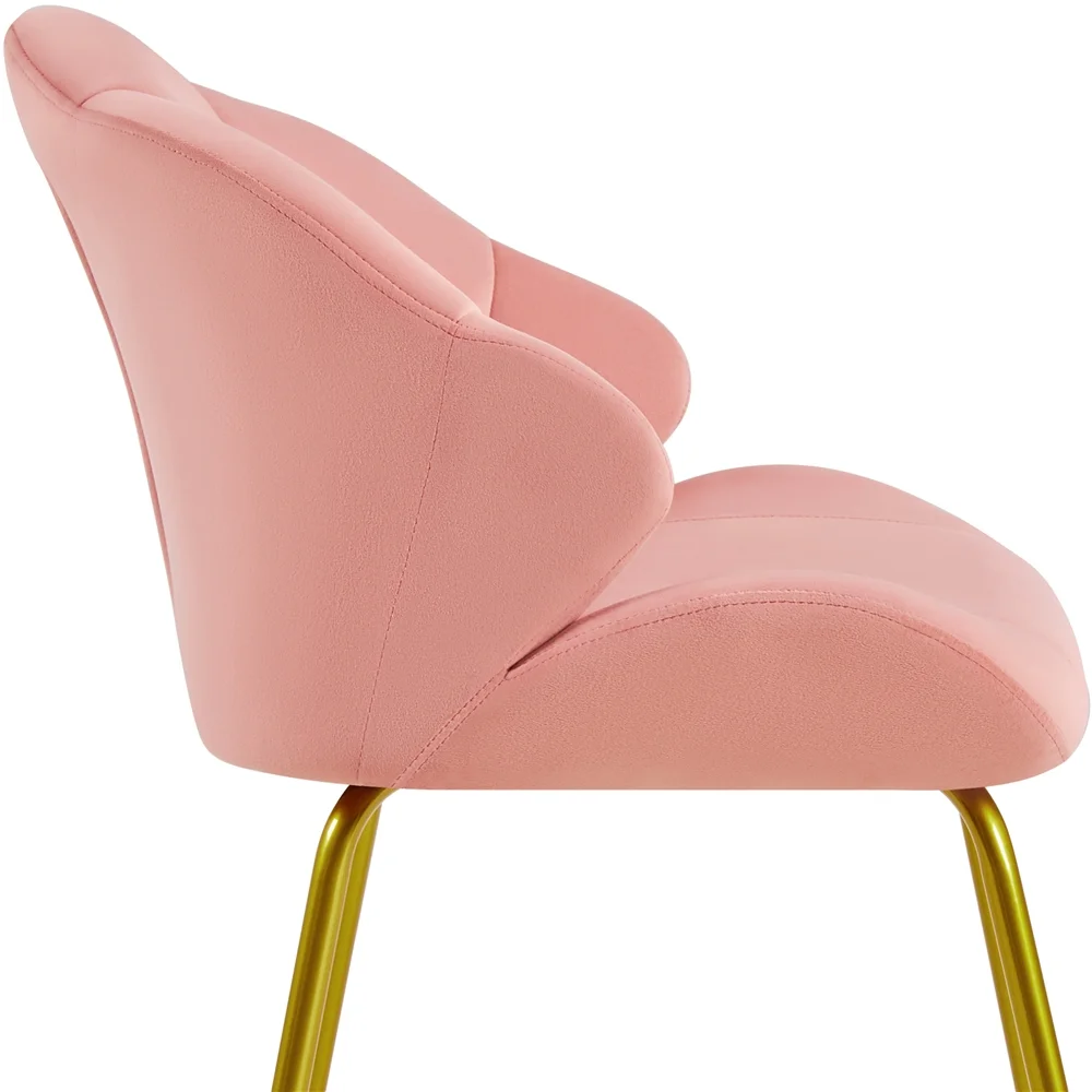 Renwick Modern Velvet Accent Chair with Golden Metal Legs for Living Room, Pink - Image 2