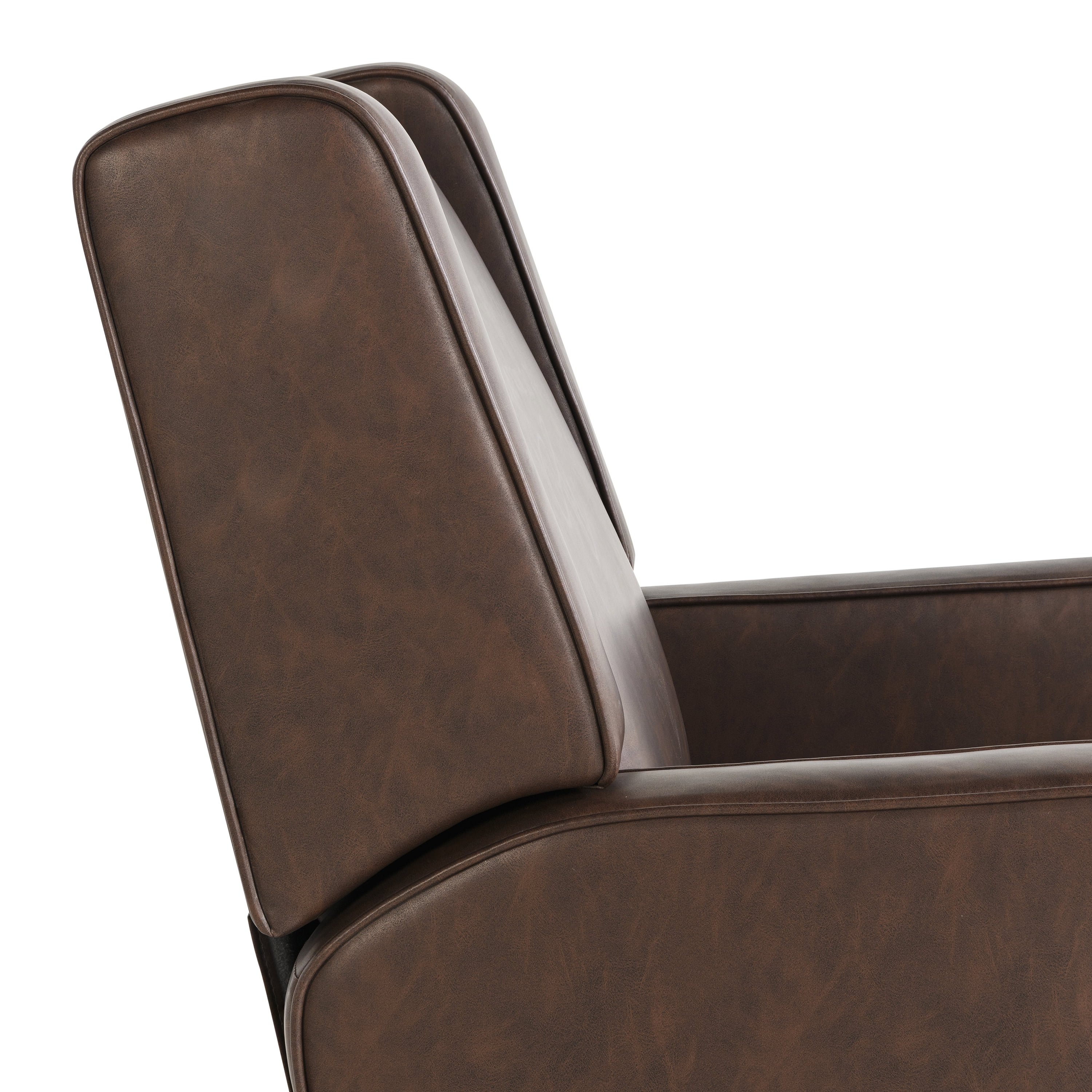 Relax A Lounger Easton Modern Swivel Recliner, Brown Faux Leather - Image 8