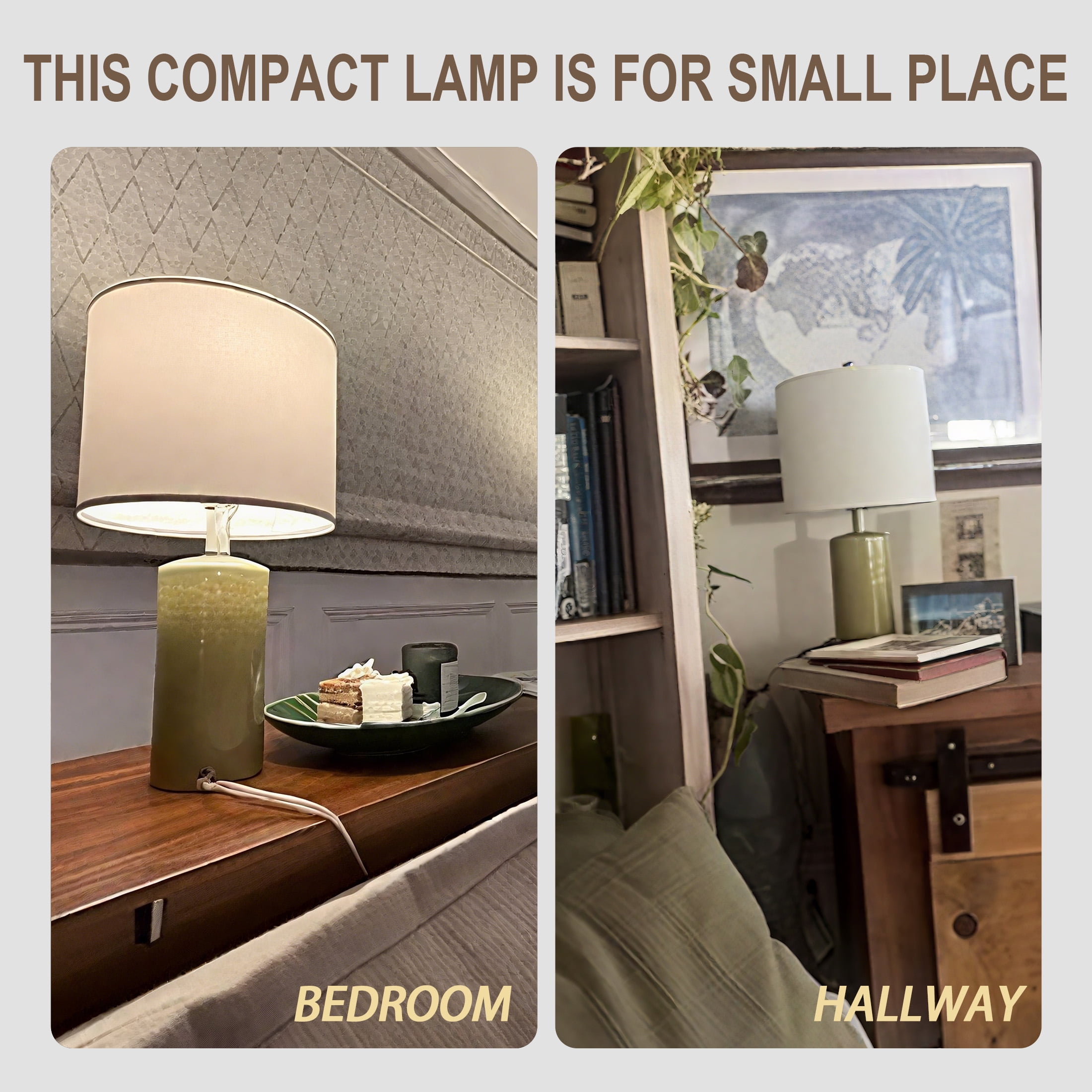 Oneach Modern Table Lamp Set of 2 for Living Room 20.25" Farmhouse Green Ceramic Bedside Nightstand Lamps for Bedroom - Image 4