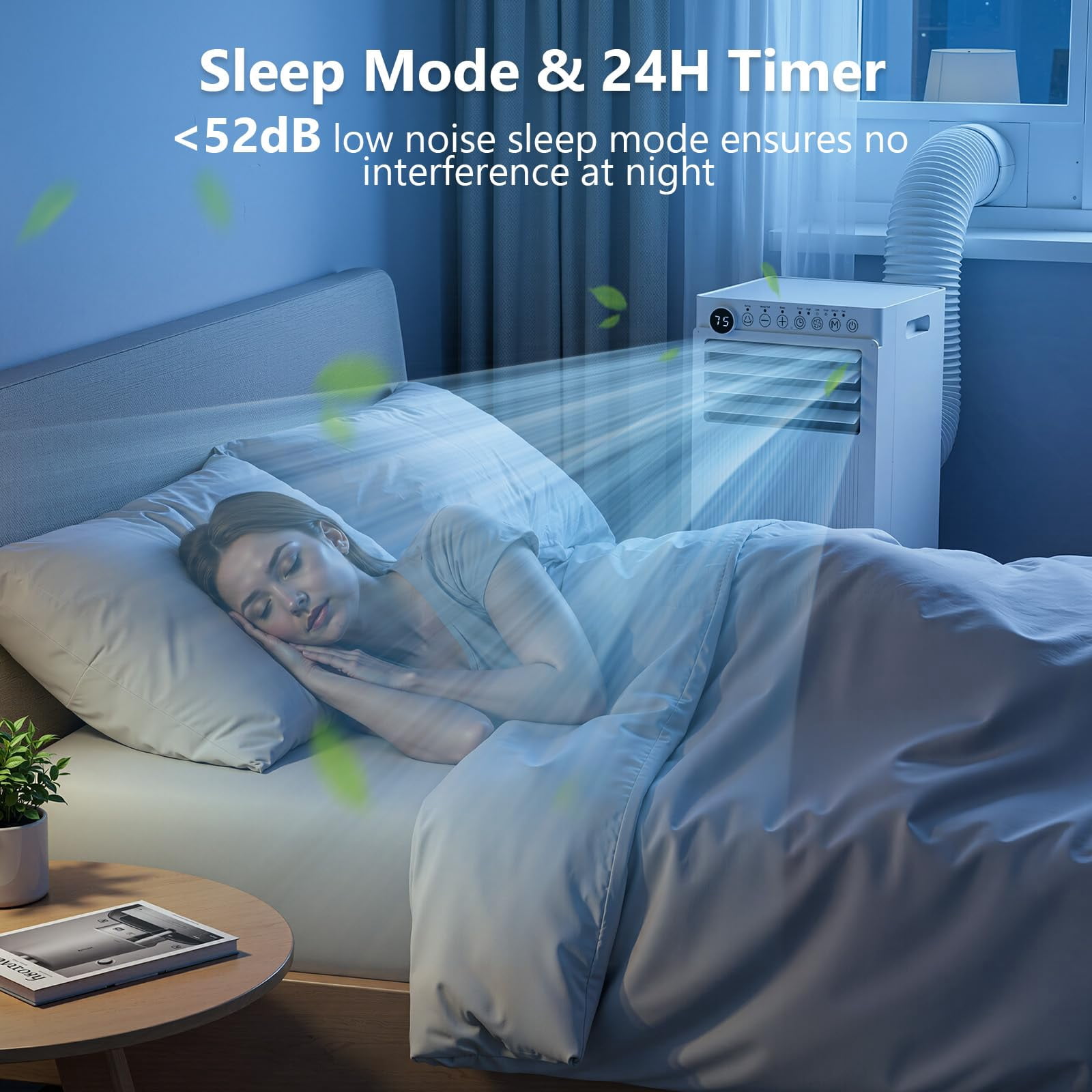 KISSAIR 10,000 BTU Portable Air Conditioner - Ultra Quiet 3-in-1 AC Unit with Dehumidifier & Fan, Cools Rooms Up to 450 Sq.Ft Fast, Includes Remote Control & 24H Timer, Easy Install(White ) - Image 10