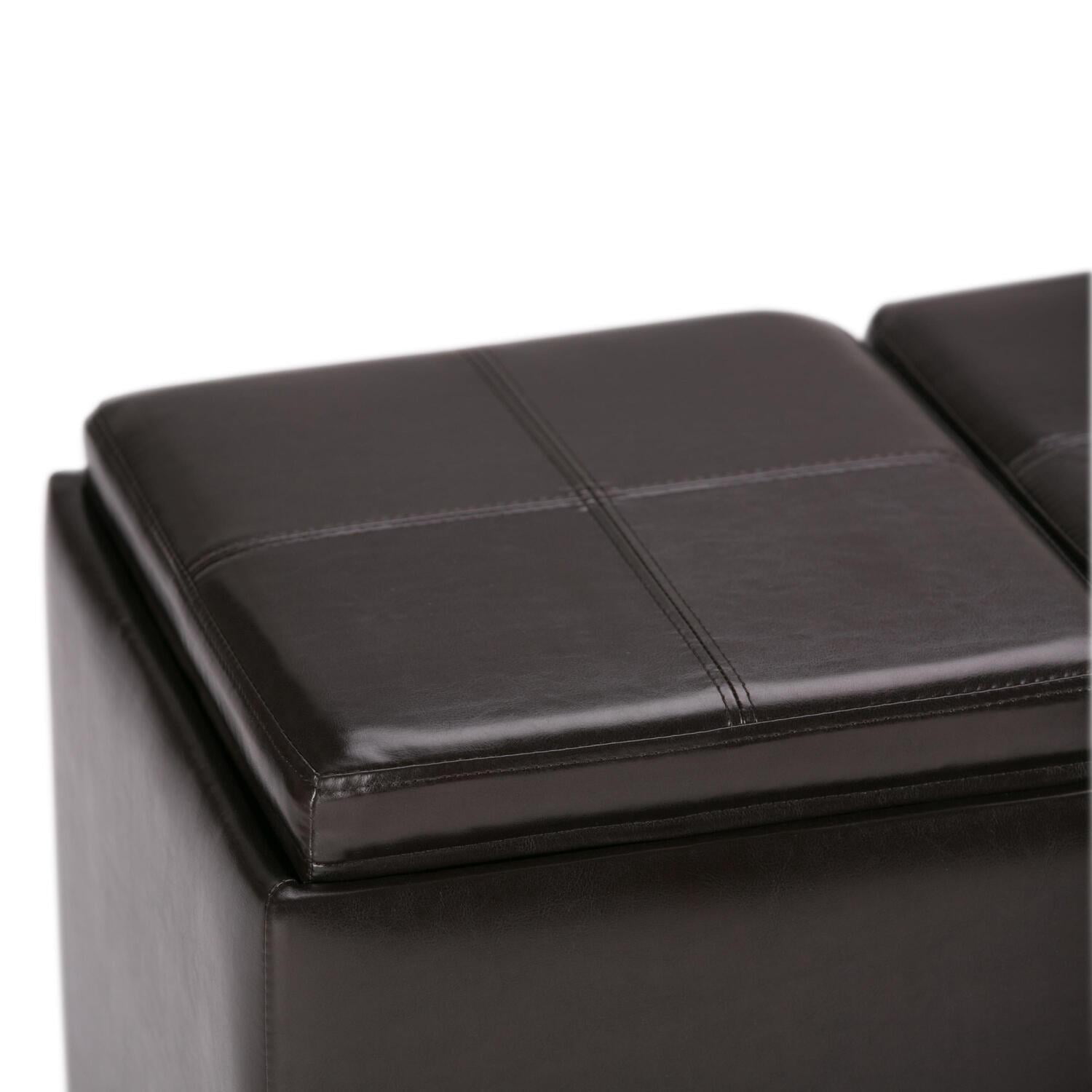 Avalon 42 inch Wide Contemporary Storage Ottoman in Slate Grey Linen Look Fabric - Image 6