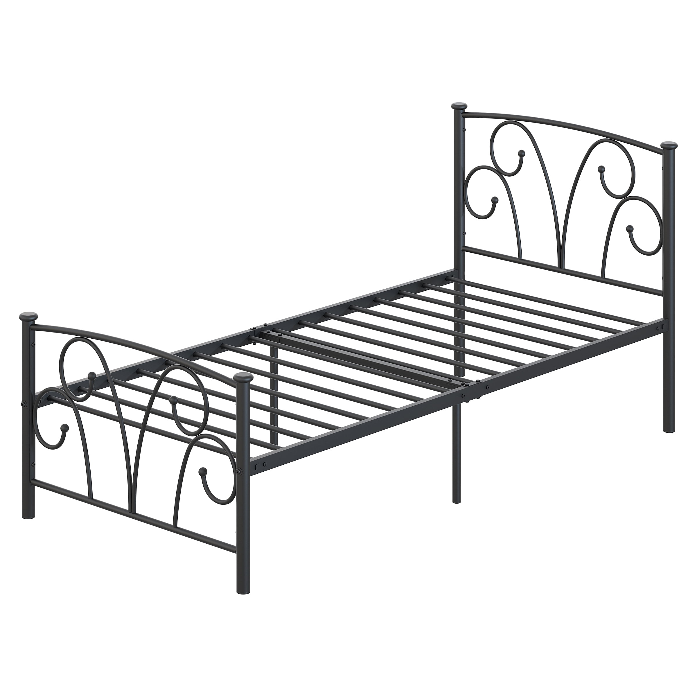Yoneston 14" Heavy Duty Twin Metal Platform Bed Frame with Headboard for Bedroom Furniture, Black - Image 8