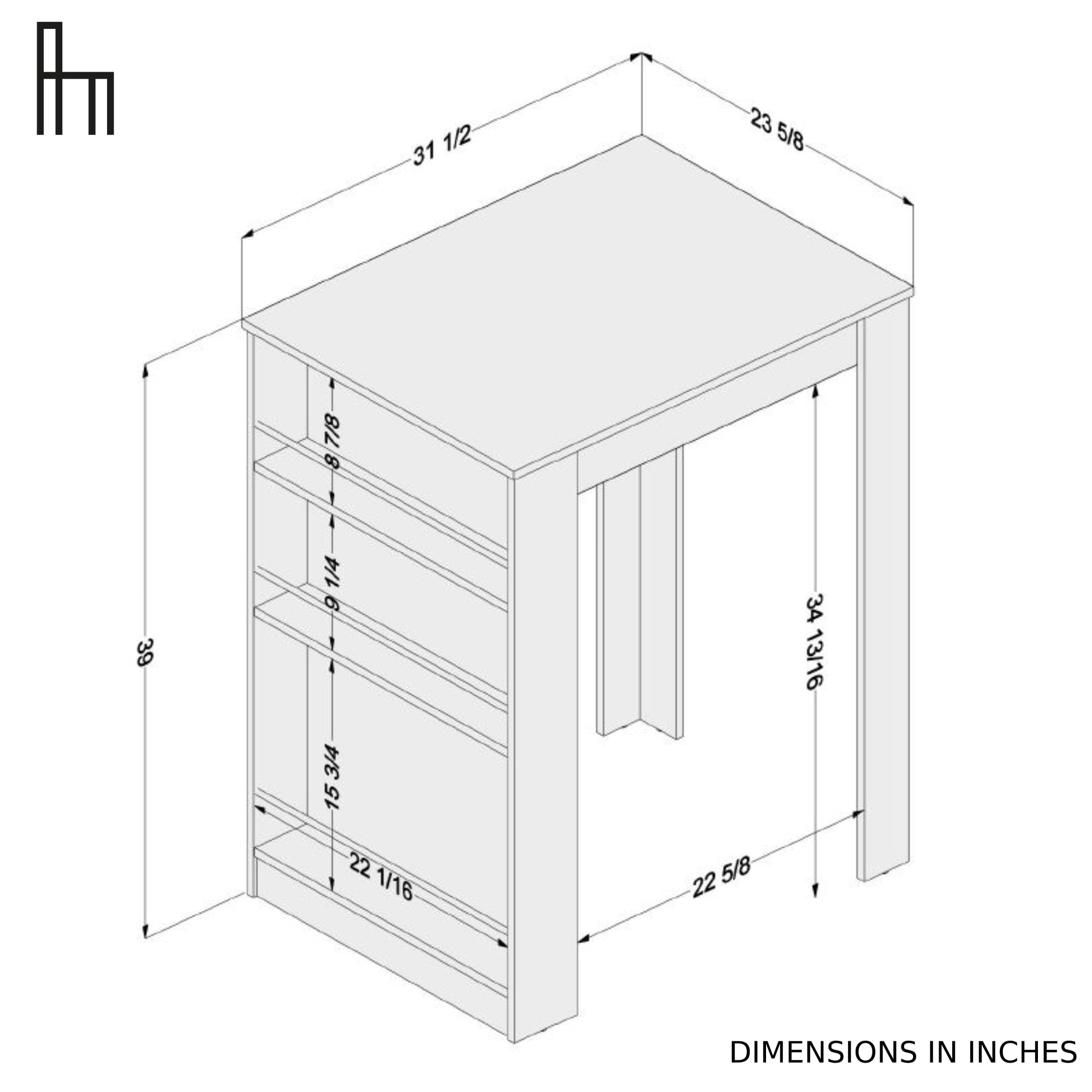 Boahaus Cambridge Modern Bar Table, Brown Finish, Wine Storage - Image 3