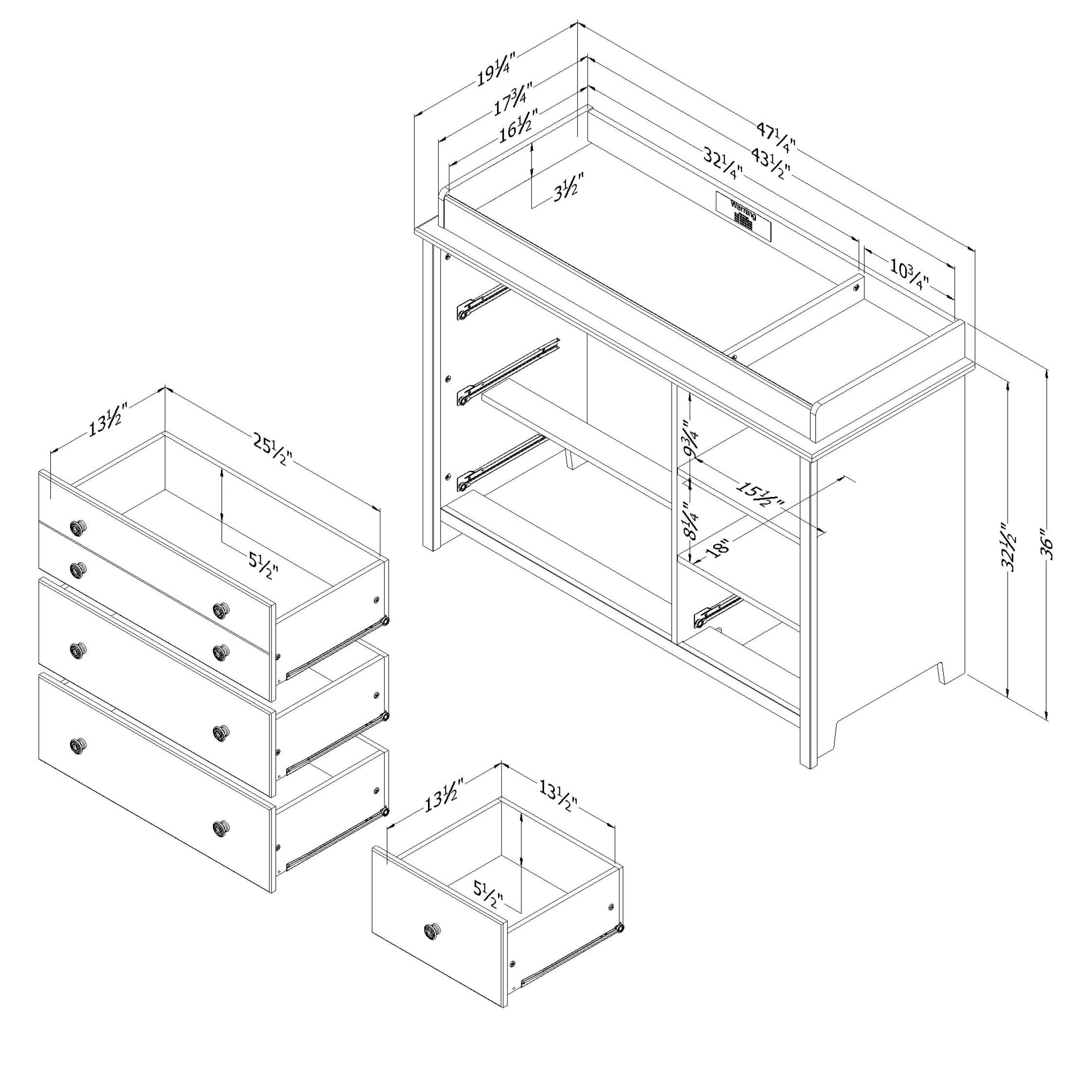 South Shore Little Smileys, Contemporary Changing table, Wide White - Image 4