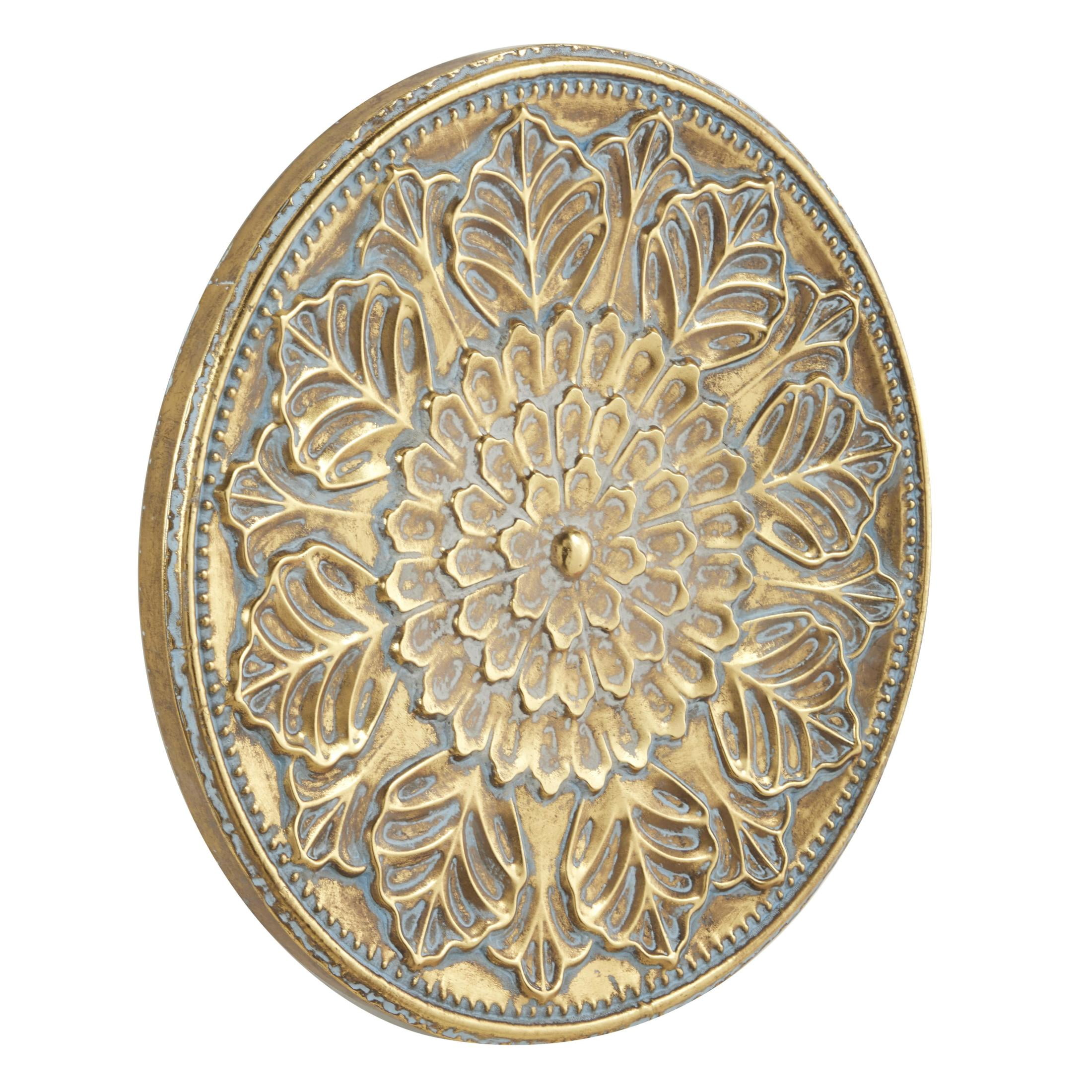 DecMode Gold Metal Plate Wall Decor with Embossed Details - Image 5