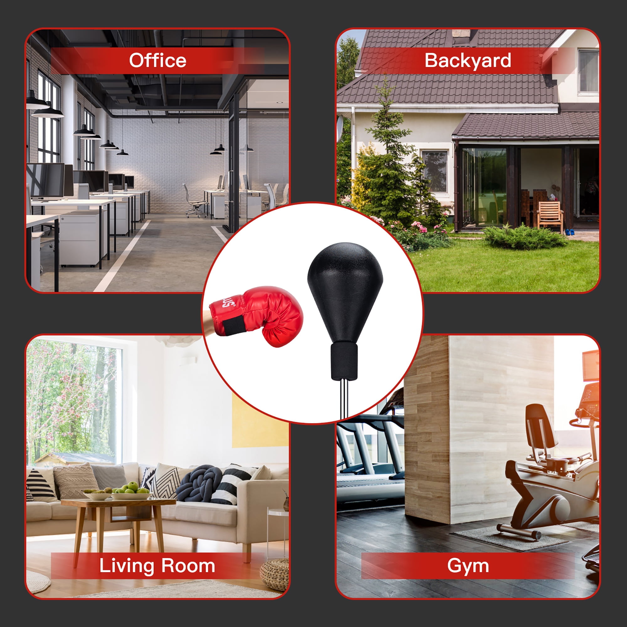 Goplus Freestanding Punching Bag w/Stand Boxing Gloves for Adult Kids Adjustable - Image 4