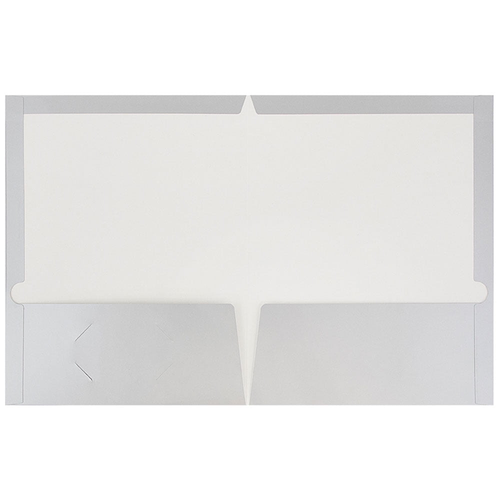 JAM Paper Glossy Two Pocket Folders, Silver, 100/Pack - Image 4
