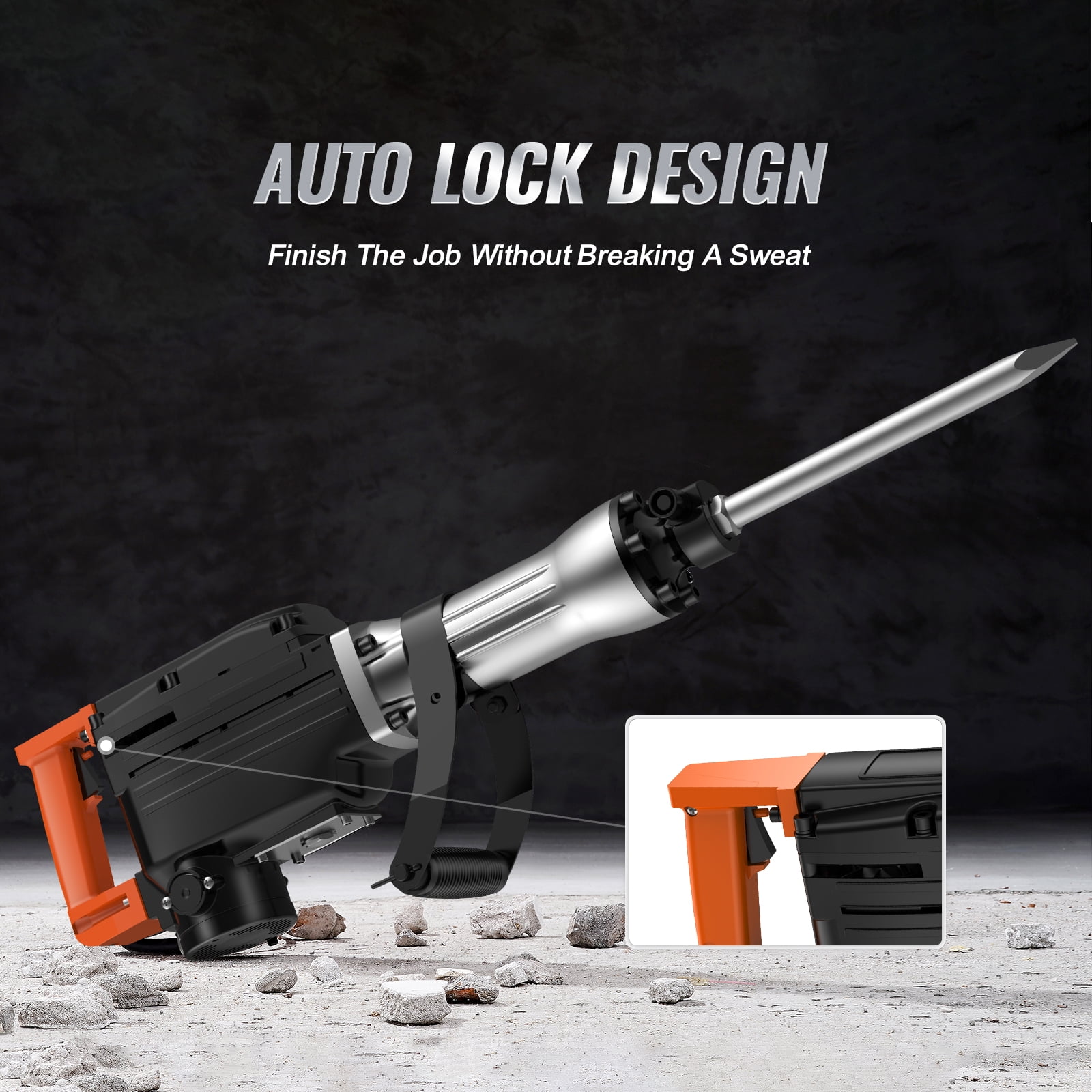 BENTISM Demolition Jack Hammer Concrete Breaker 2200W Electric Hammer 4 Chisel Bits - Image 7