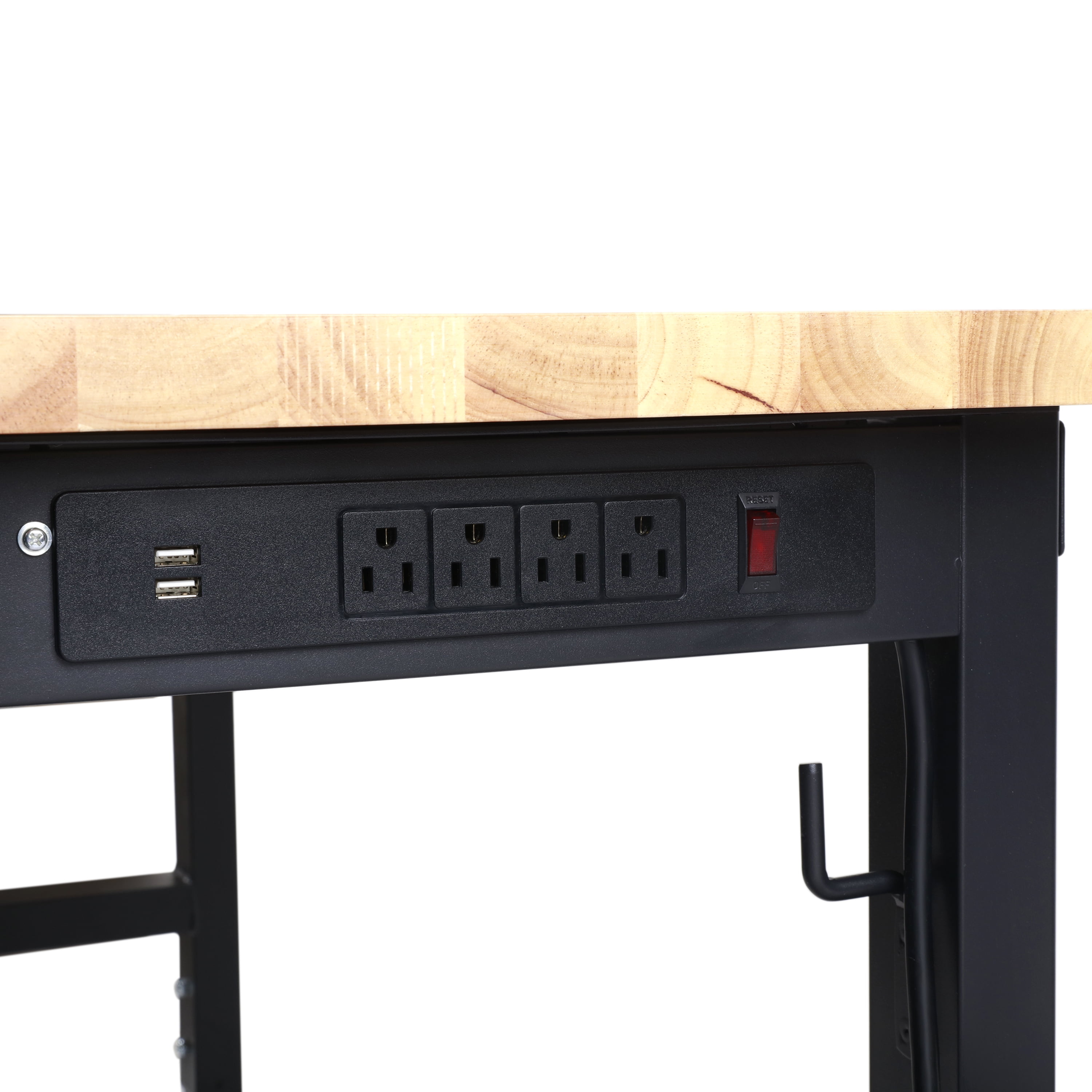 Frontier 48-inch Heavy-Duty Workbench with Adjustable Height, Wood Worktop, Steel Frame - Image 3