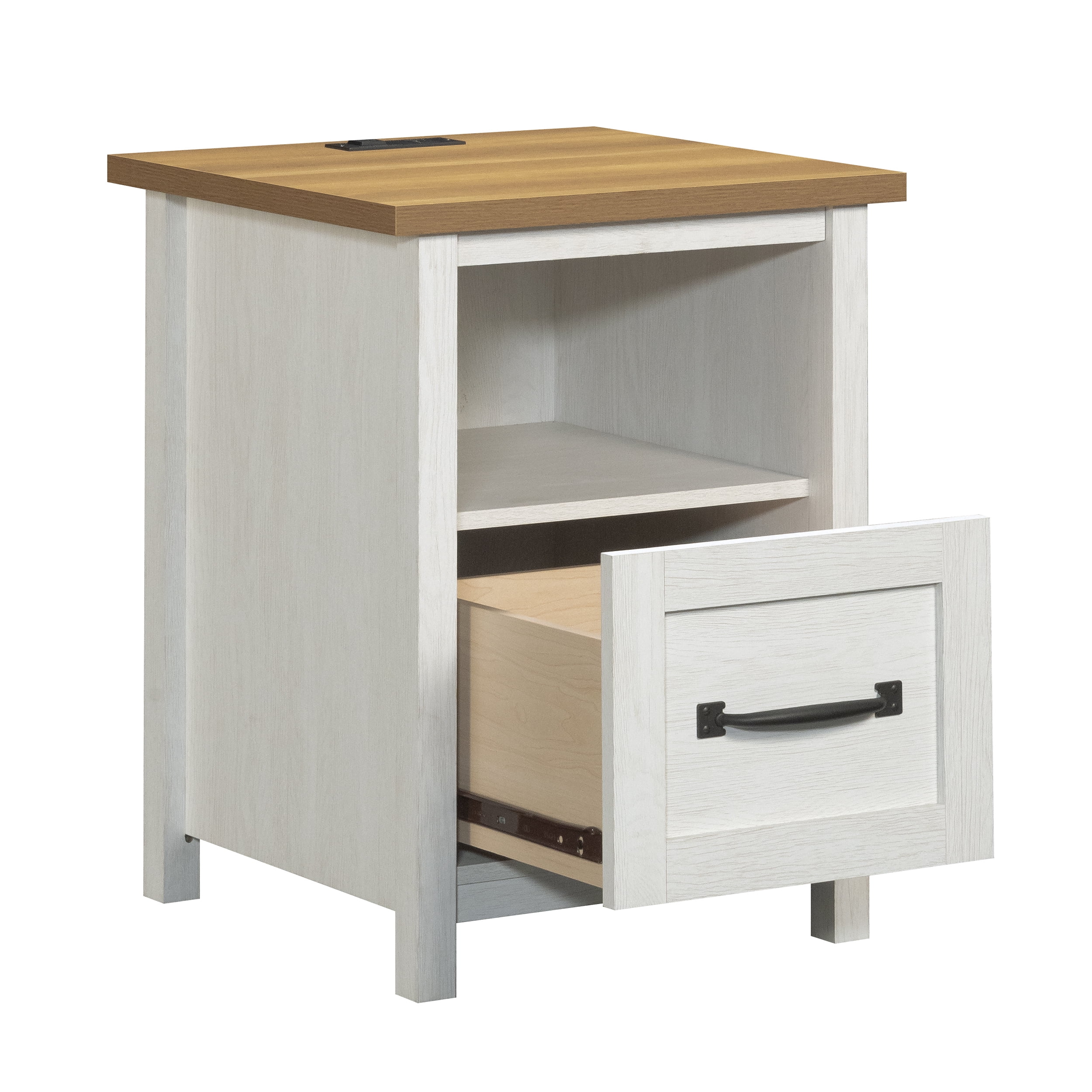Better Homes & Gardens Modern Farmhouse Nightstand with USB, Alabaster and Light Honey Finish - Image 4