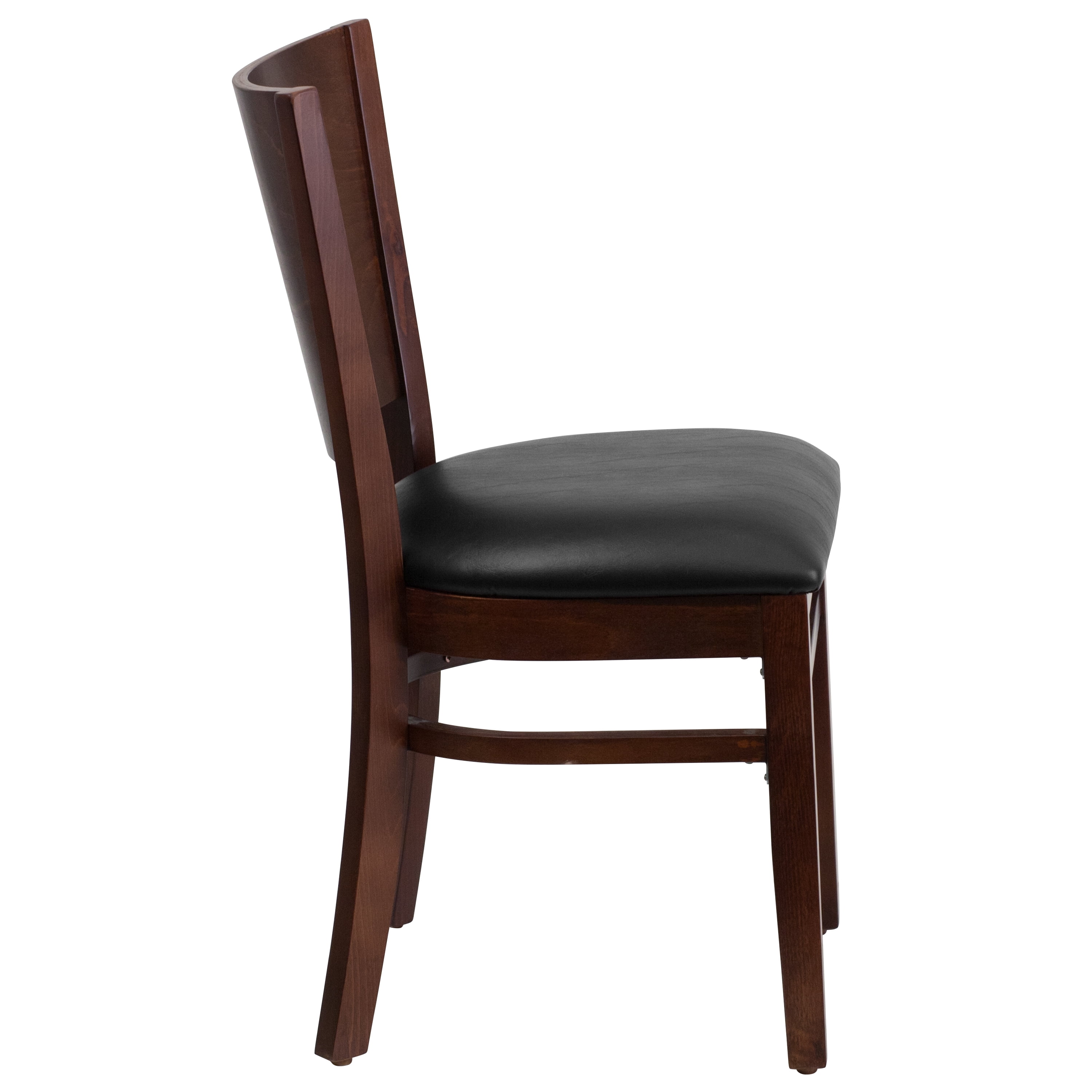 Flash Furniture Lacey Series Solid Back Walnut Wood Restaurant Chair - Black Vinyl Seat - Image 2