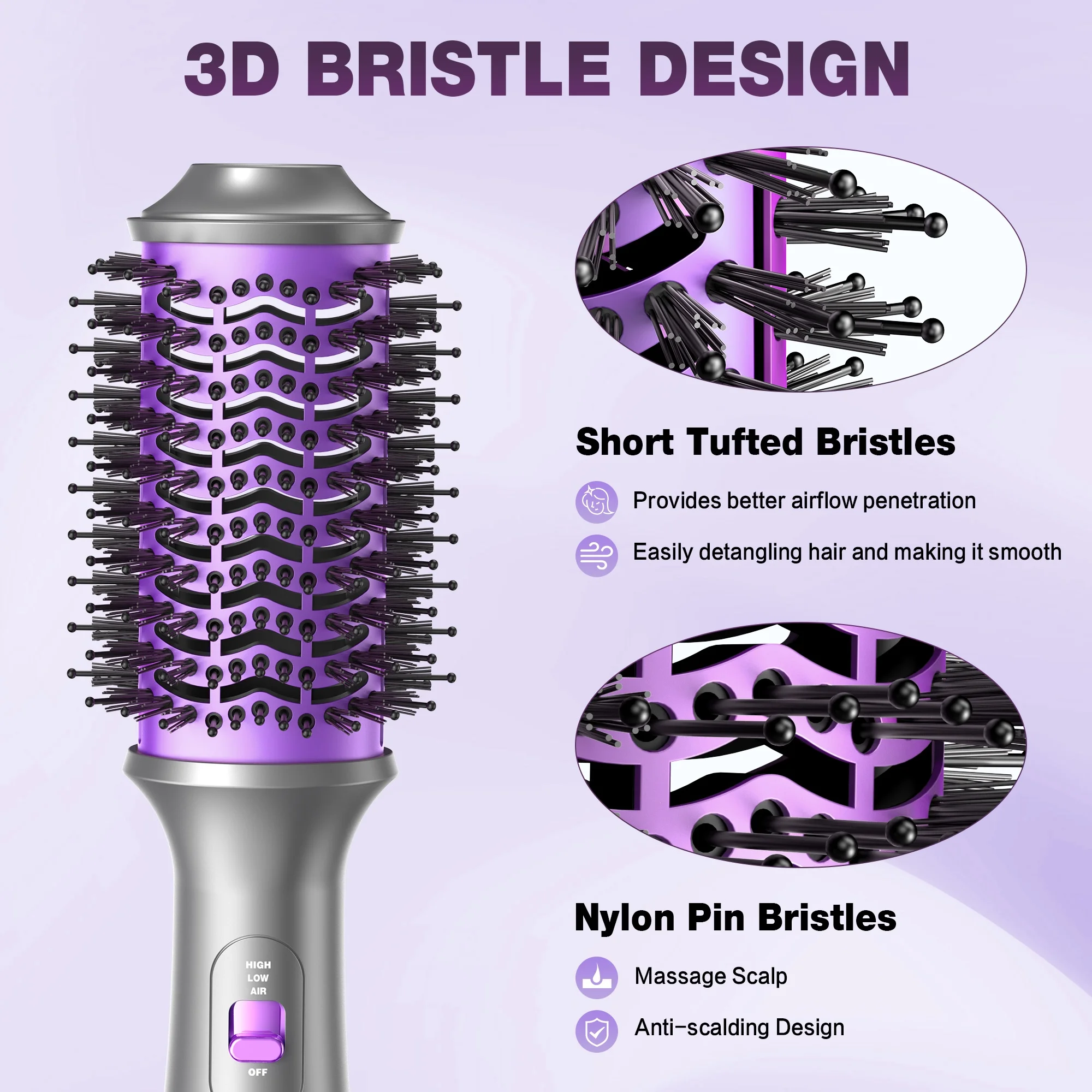NEXPURE Hair Dryer and Blow Dryer Brush in One, New Upgrade 4 in 1 Hair Dryer Brush with Negative Ion Anti-frizz Ceramic Titanium Barrel - Image 6