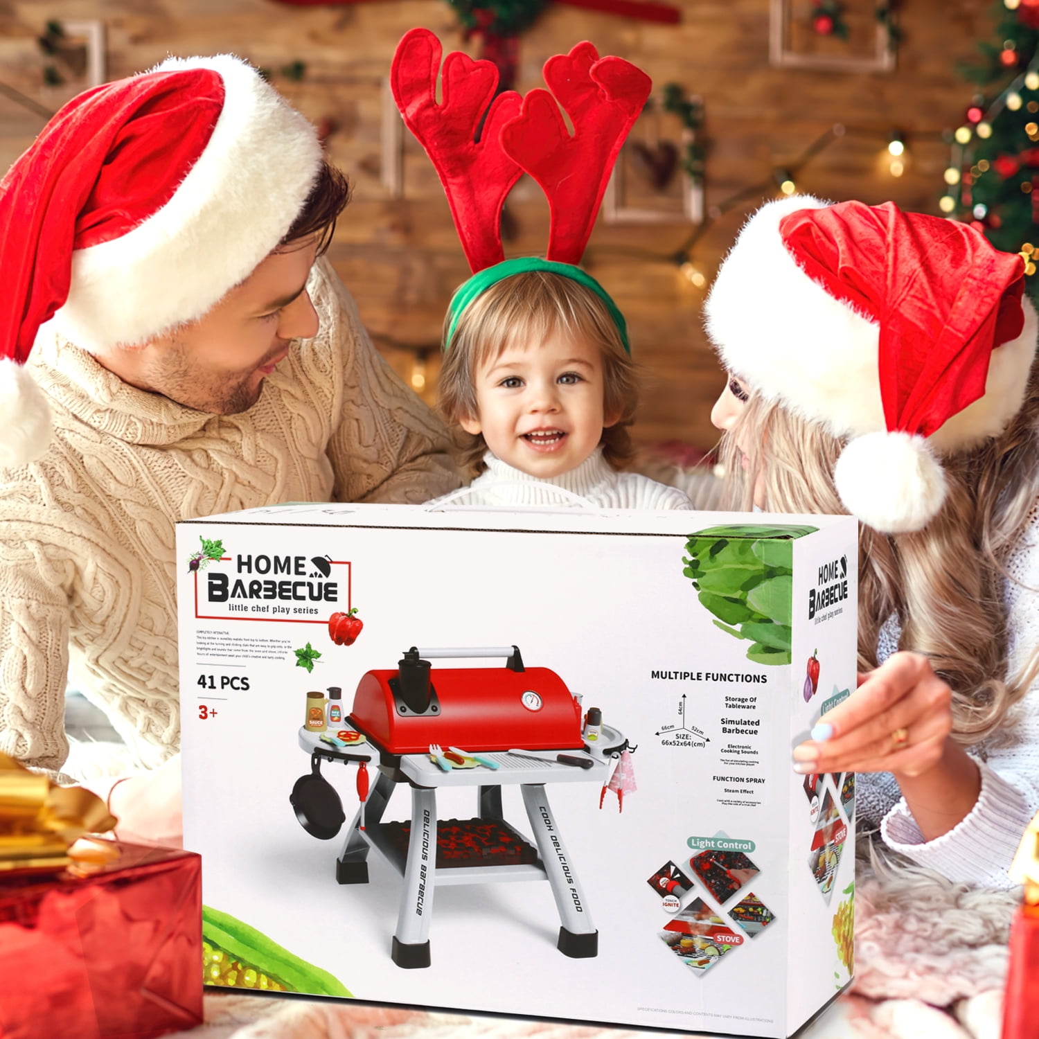 Freecat Kids BBQ Grill Set, Toddler Play Kitchen Toys for Ages 2 3 4 5 6, Toddler Outdoor Camping Cooking Set Toys, Play Food Christmas Birthday Gift. - Image 7