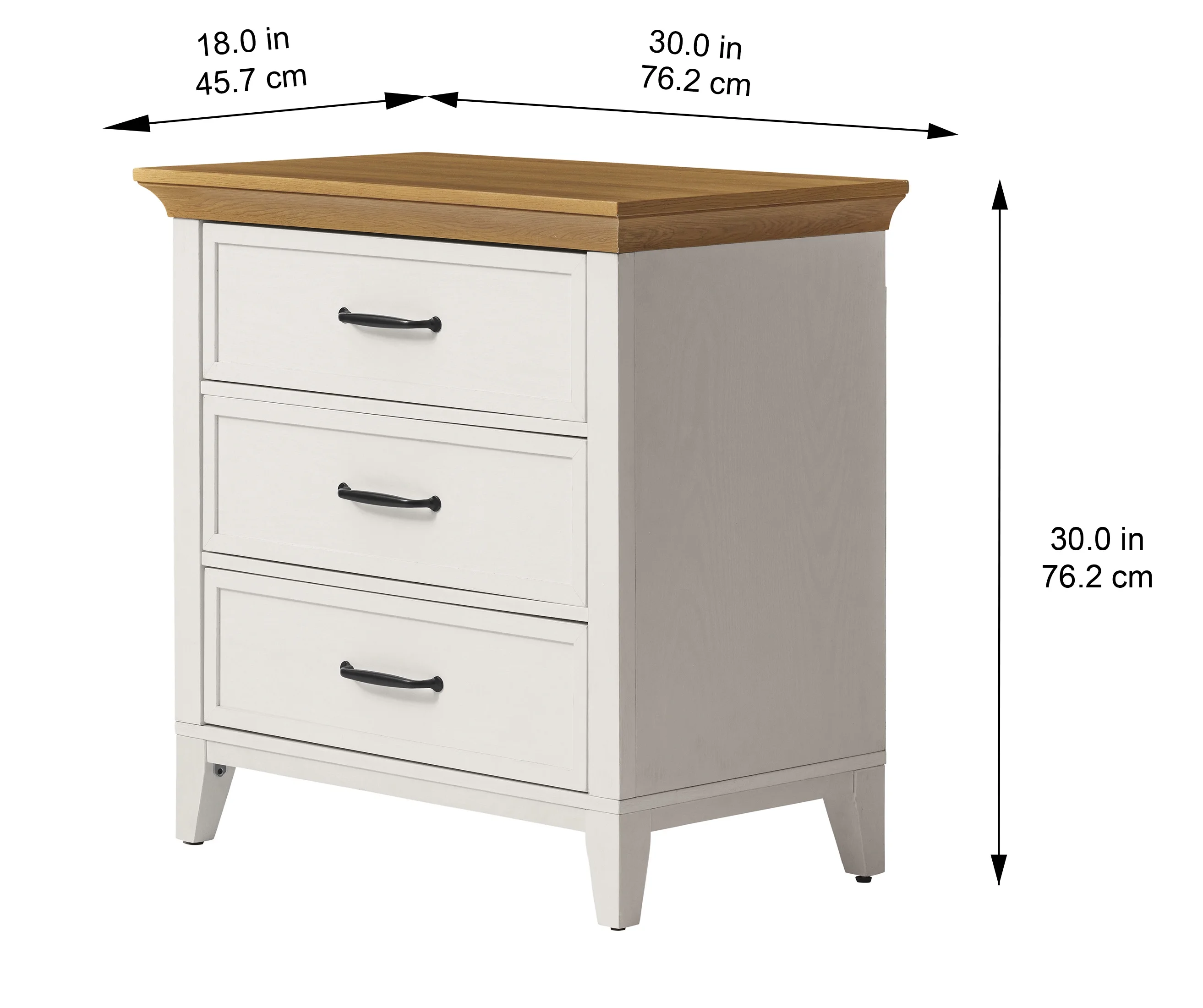 Better Homes & Gardens Canton 3-Drawer Nightstand, Textured White and Light Honey - Image 2