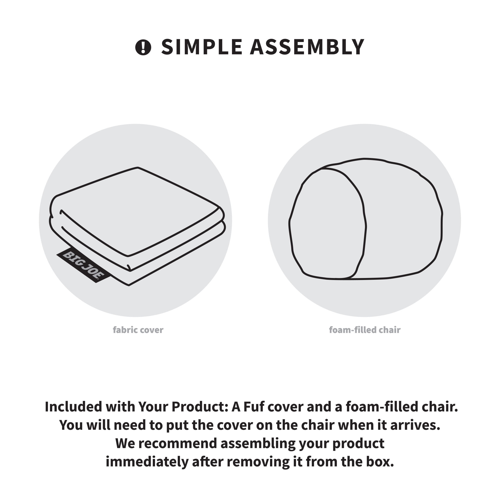 Big Joe Fuf 7Ft Giant Foam Bean Bag Chair Couch with Removable Cover for Kids, Teens, Adults, Jet Black Plush, Soft Polyester, 7 foot Oversized - Image 2