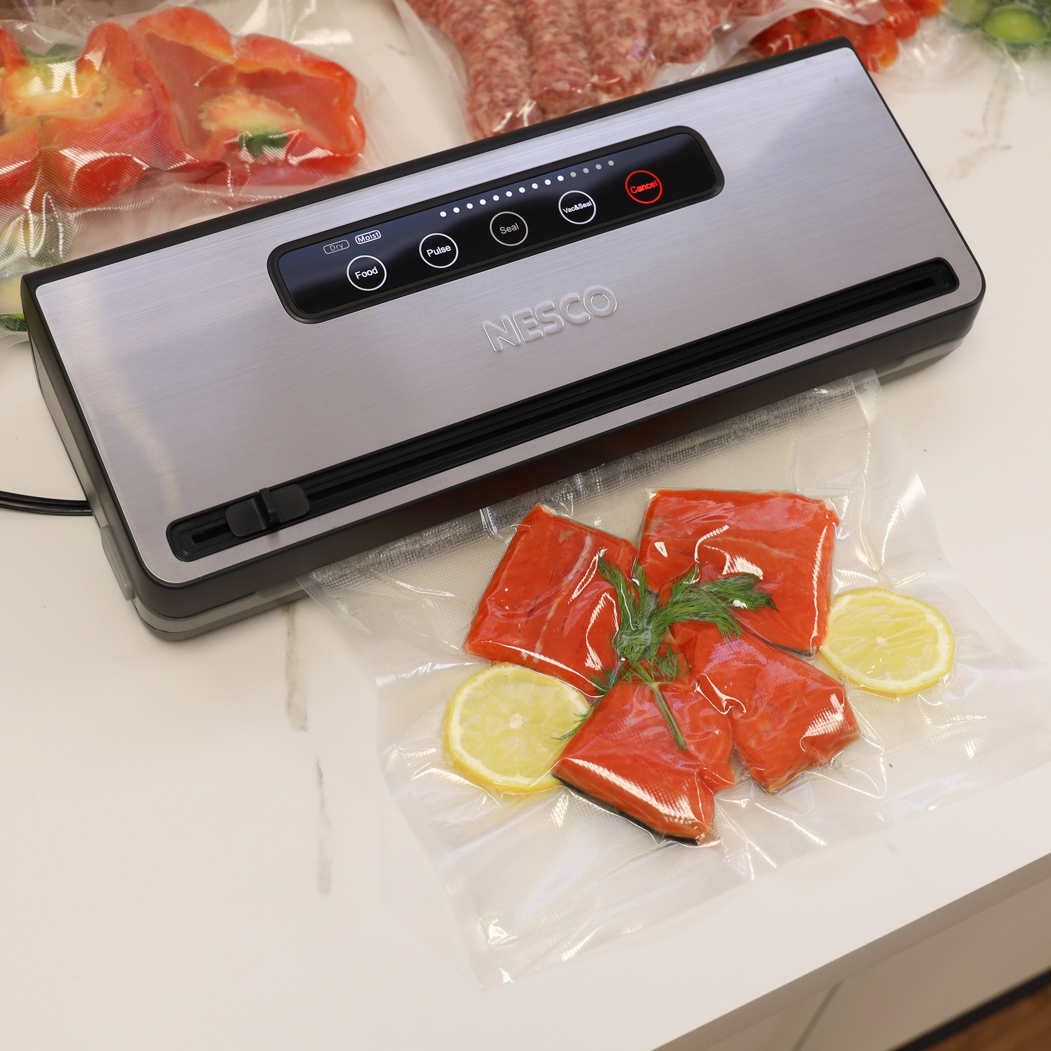 NESCO® Vacuum Sealer Machine, One-Touch Automatic Food Sealer With Digital Control Panel, Pulse Mode, Built-In Roll Storage, For Bulk Food Storage & Freezer Meals, VS-101S - Image 10