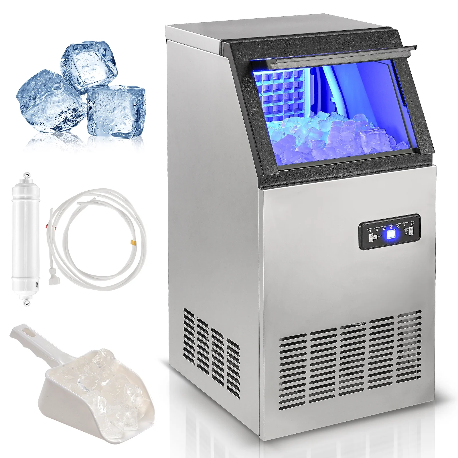 KFFKFF Commercial Ice Maker Freestanding Cabinet Machine 80lbs/24H 40 Ice Cubes - Image 8