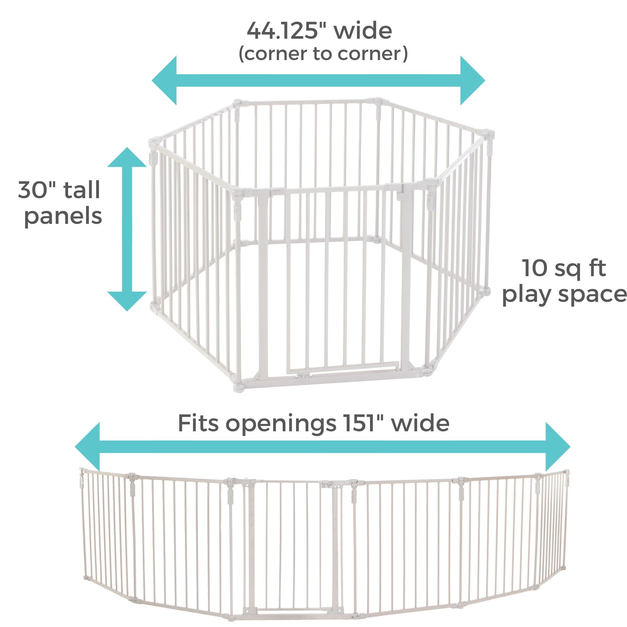 Toddleroo by North States 3-in-1 Superyard Baby Extra Wide Gate & Play Yard, Taupe Metal - Image 4