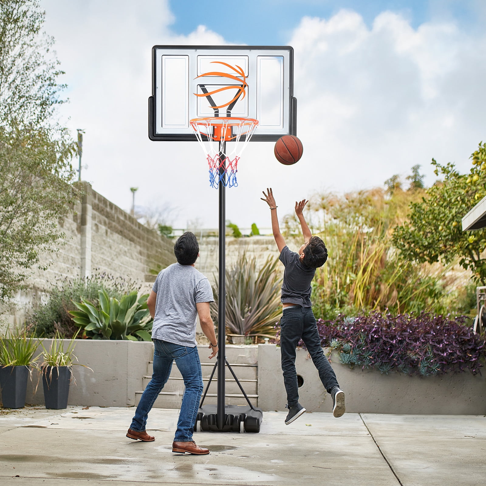 Ktaxon 44inch Portable Basketball Hoop Outdoor, Basketball Goal System 4.4-10ft Height Adjustable, Shatterproof Backboard,Gray Orange - Image 7