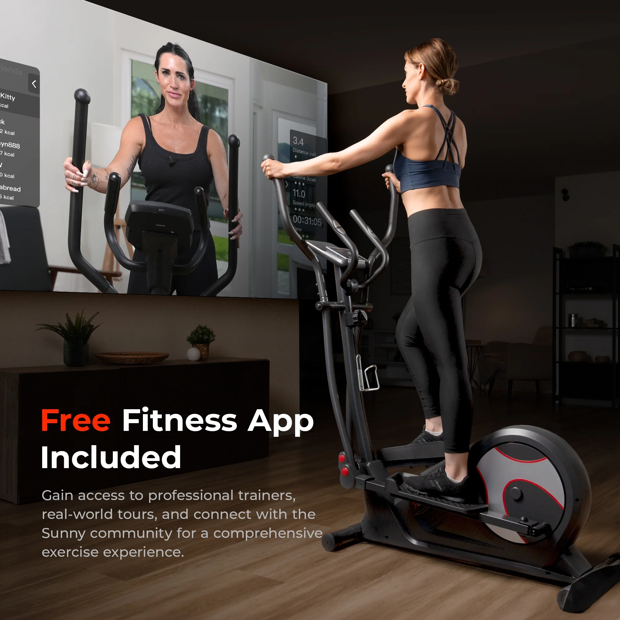 Sunny Health & Fitness Endurance Elliptical Trainer, 300LB Capacity & 15-Level Magnetic Resistance w Smart Bluetooth & FREE SunnyFit® App - SF-E323050 - Image 4