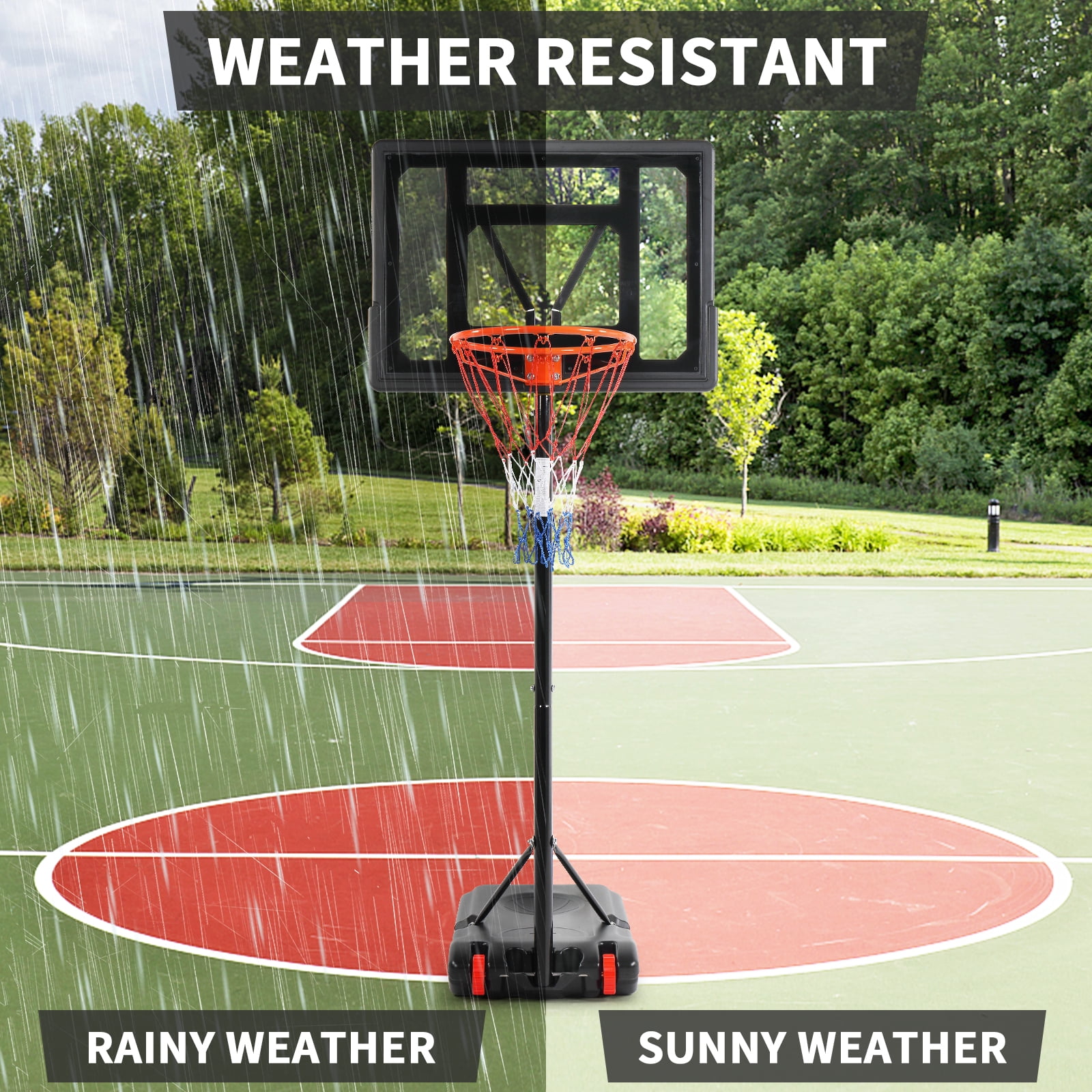 Ktaxon 6.5-8ft Basketball Hoop System, 33in Portable Basketball Goals with Basketball and Indoor Outdoor - Image 8