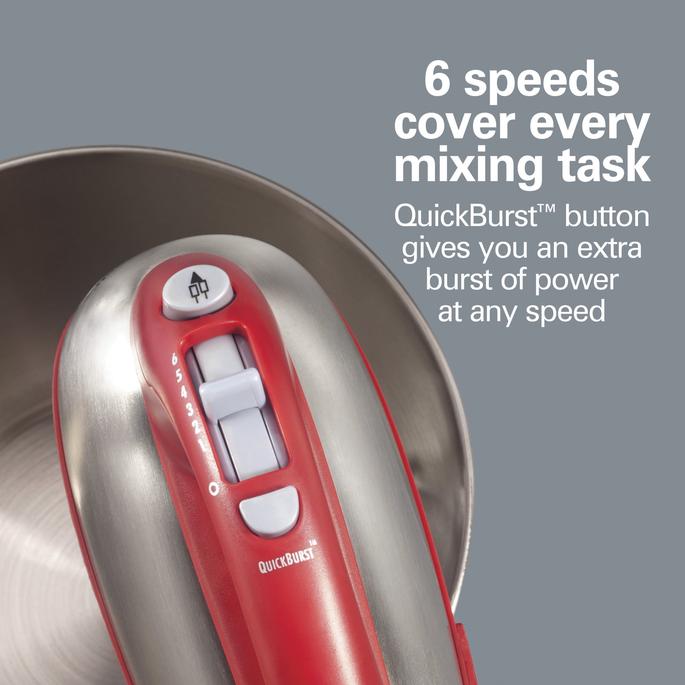 Hamilton Beach Classic Stand and Hand Mixer Combo for Kitchen, 4 Quart, 6 Speeds with Quick Burst, Red - Image 3