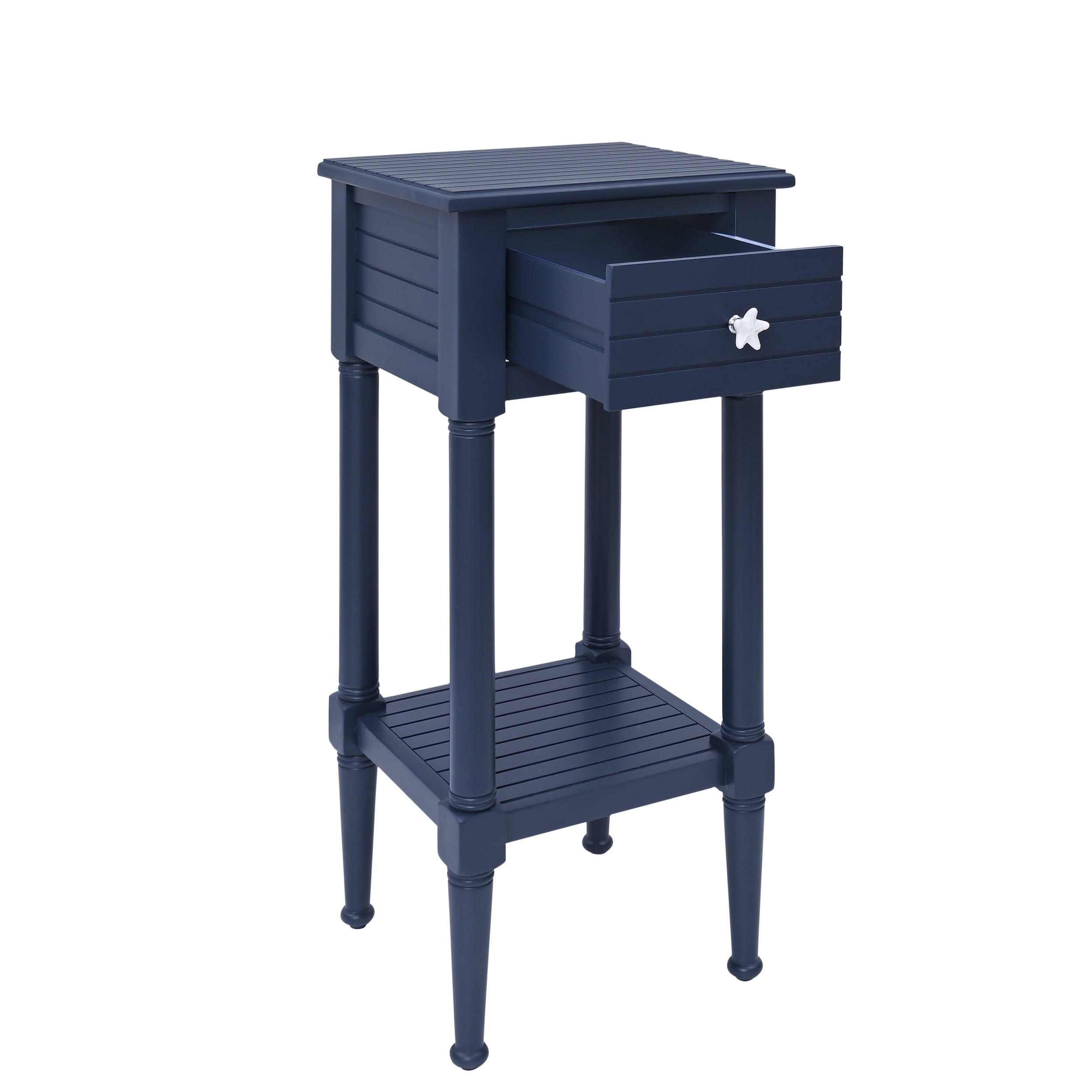Linon Athalee Single Drawer Indoor Accent Side Table with Shelf, 29.5" Tall, Navy - Image 8