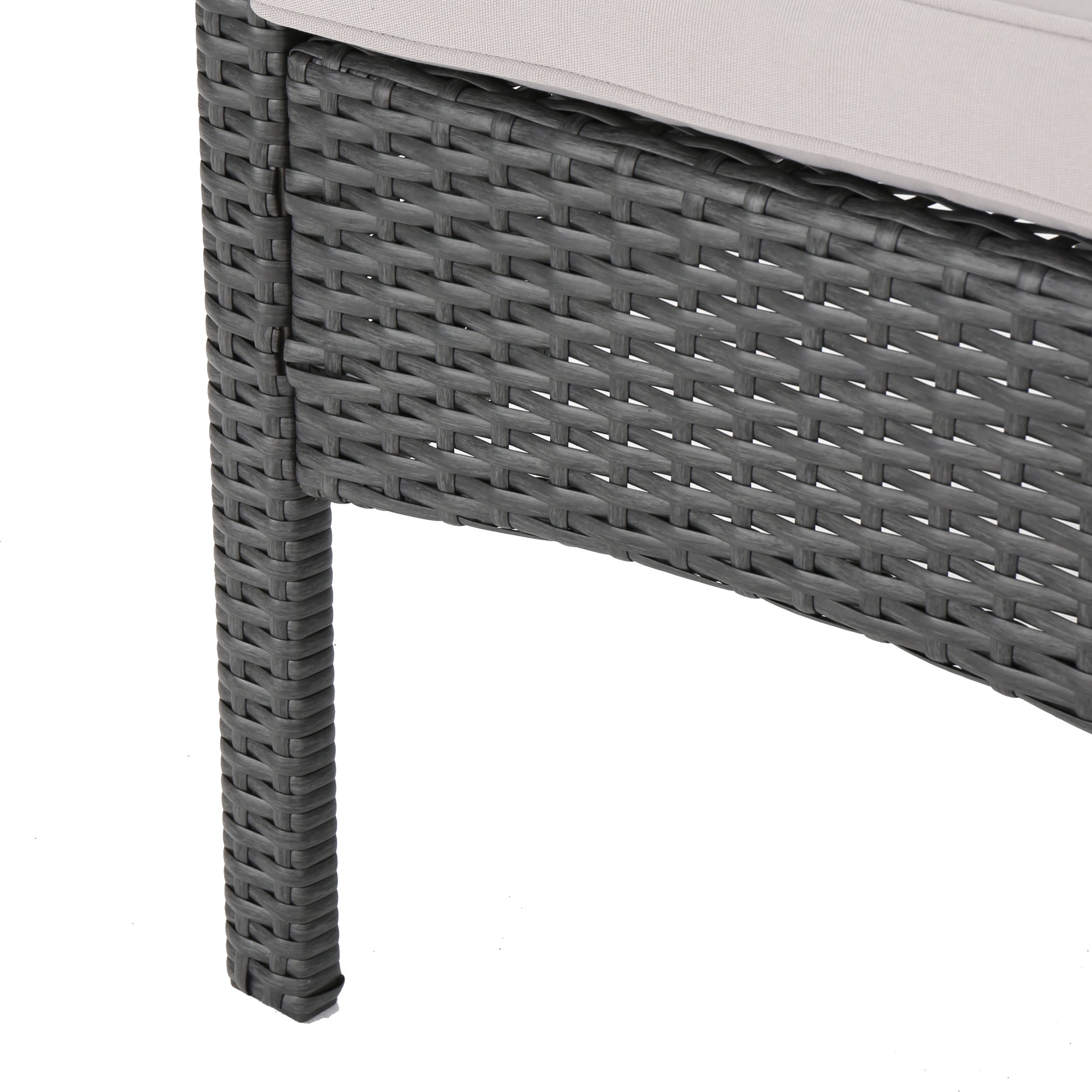 Zanoah Outdoor 4 Piece Wicker Chat Set with Water Resistant Cushions, Grey, Silver - Image 7